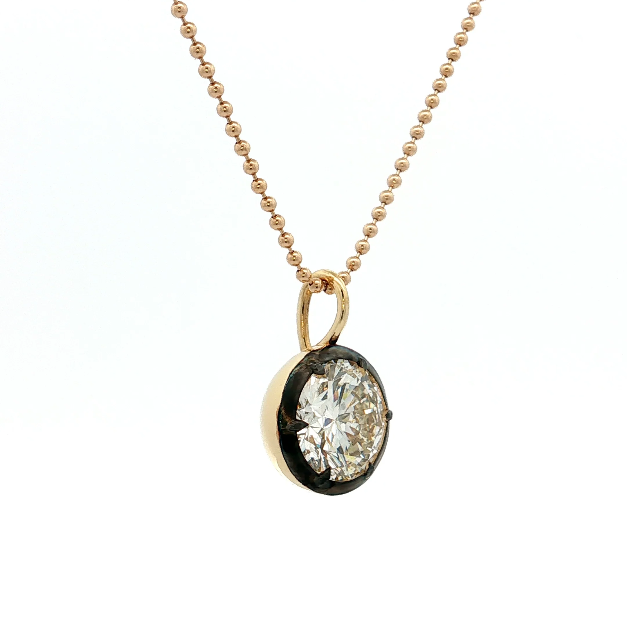 3.01 GIA Round Brilliant Diamond Pendant Necklace 18k - Image 3