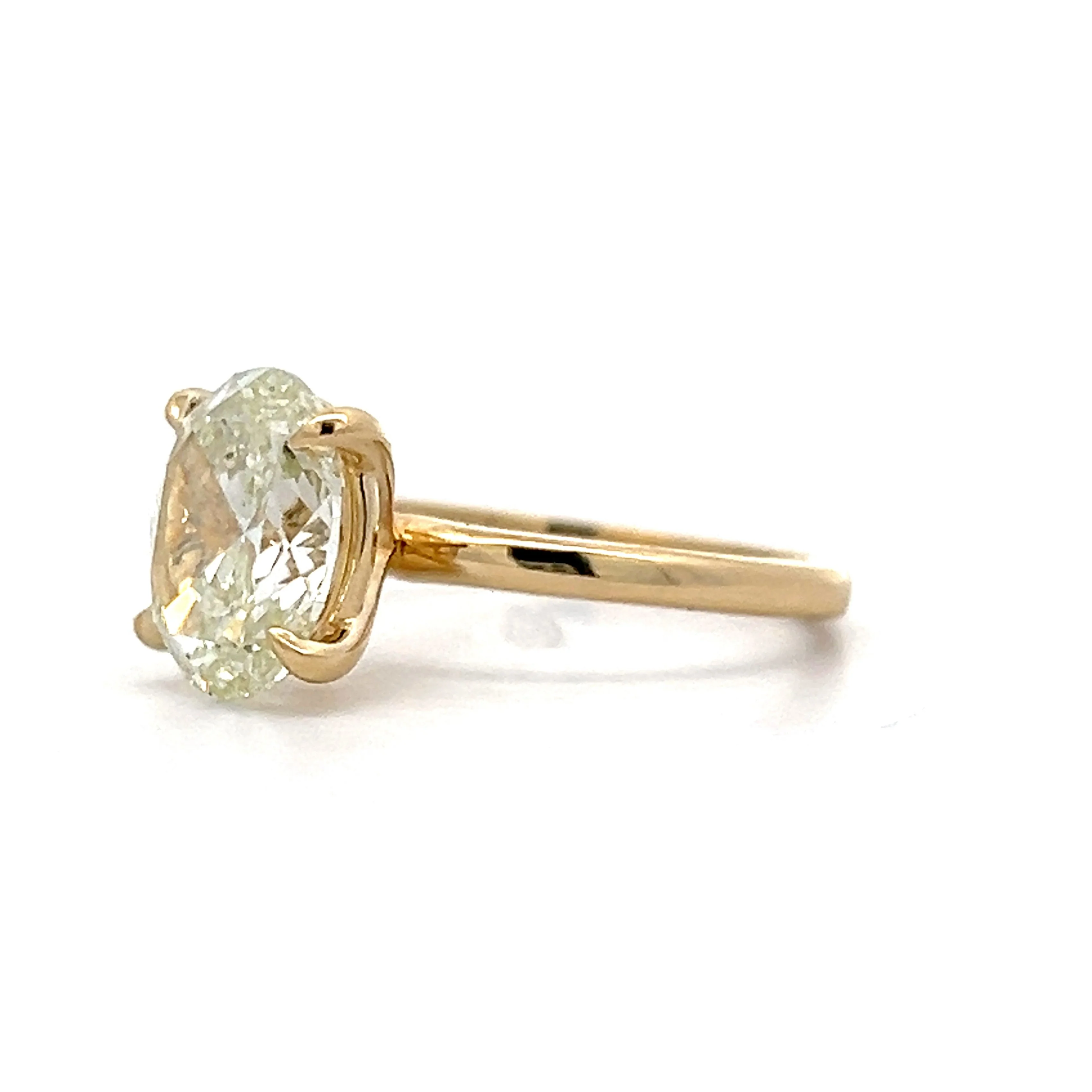 3.01 Oval Diamond Solitaire Engagement Ring in Yellow Gold - Image 2
