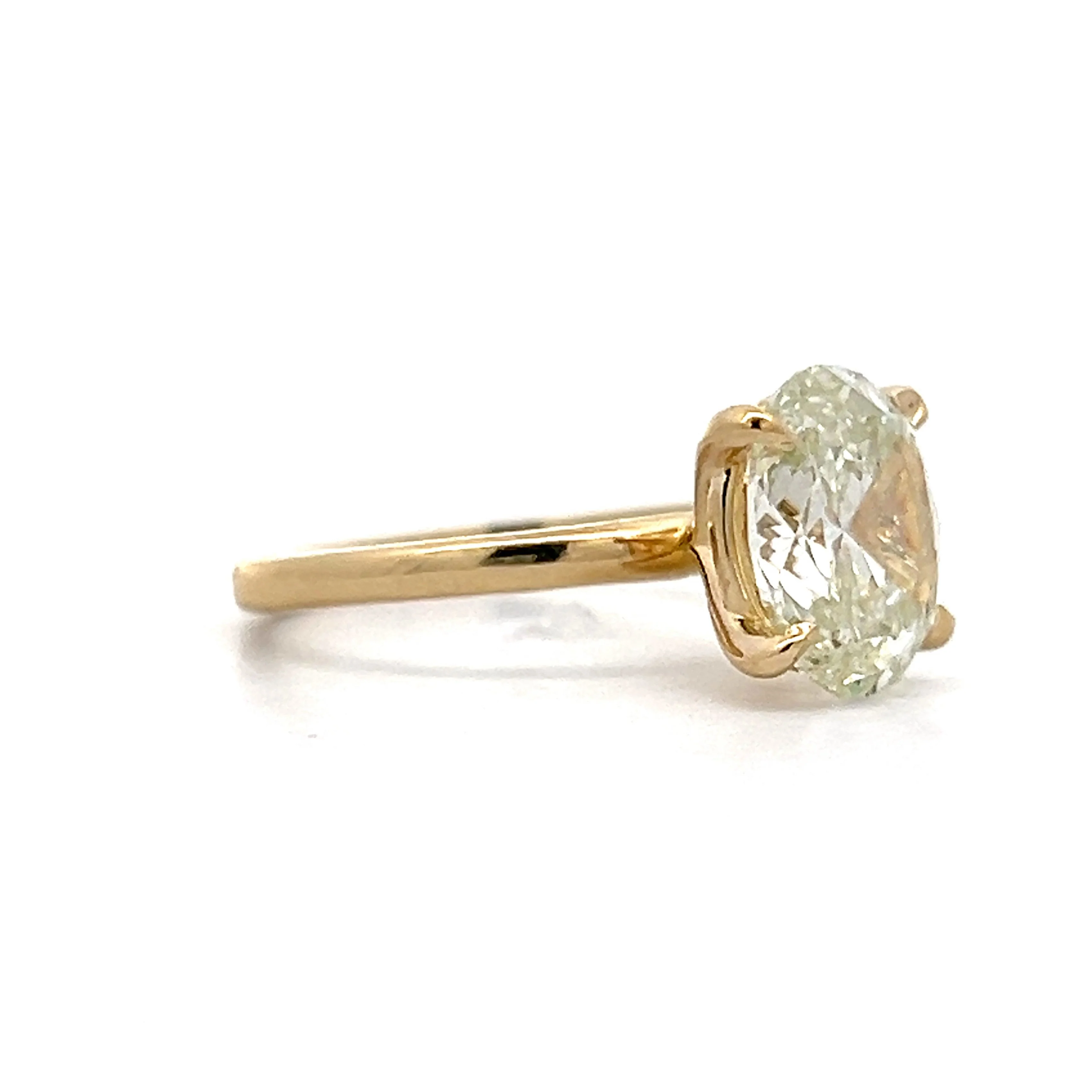 3.01 Oval Diamond Solitaire Engagement Ring in Yellow Gold - Image 3