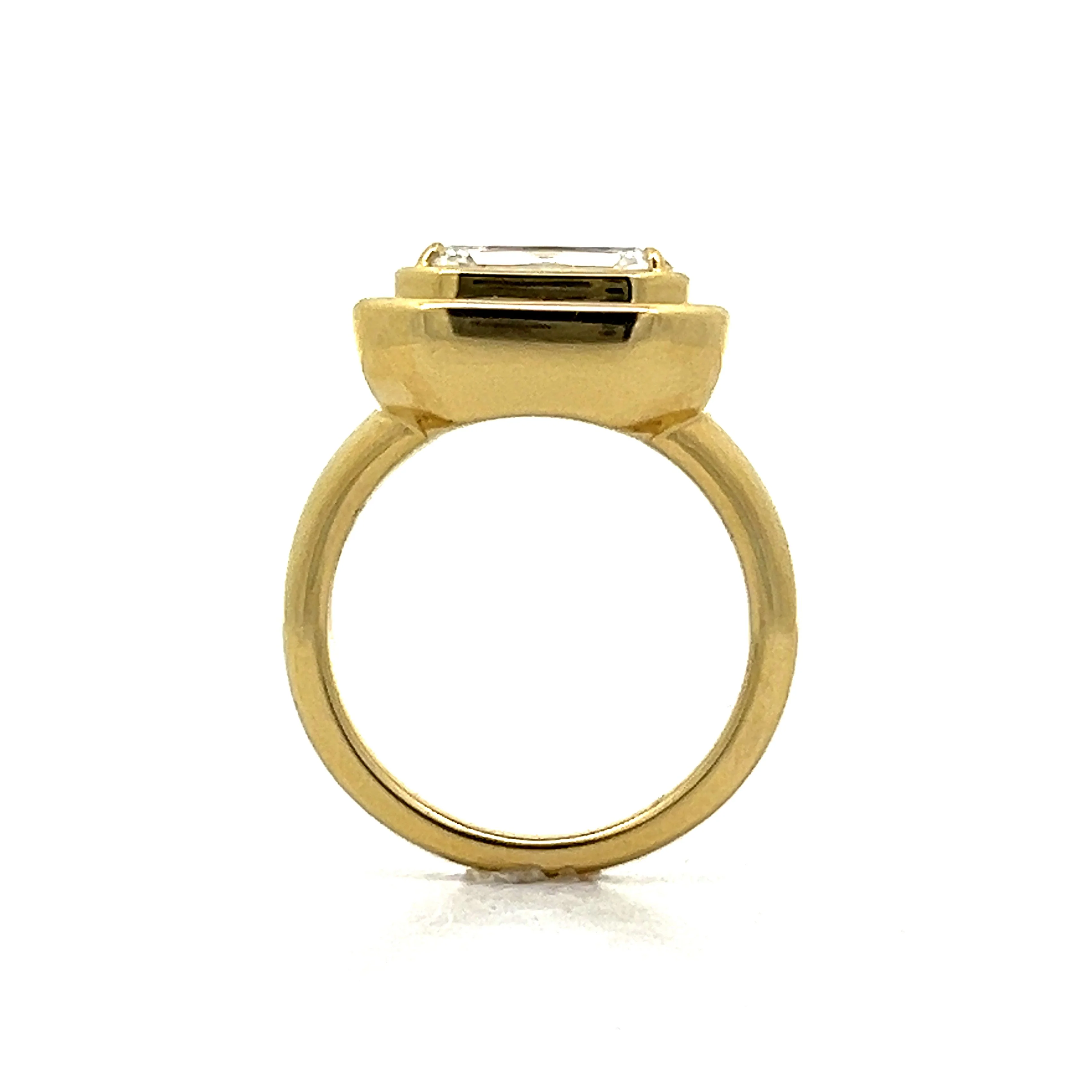 3.02 Emerald Cut Diamond Engagement Ring in Yellow Gold - Image 4