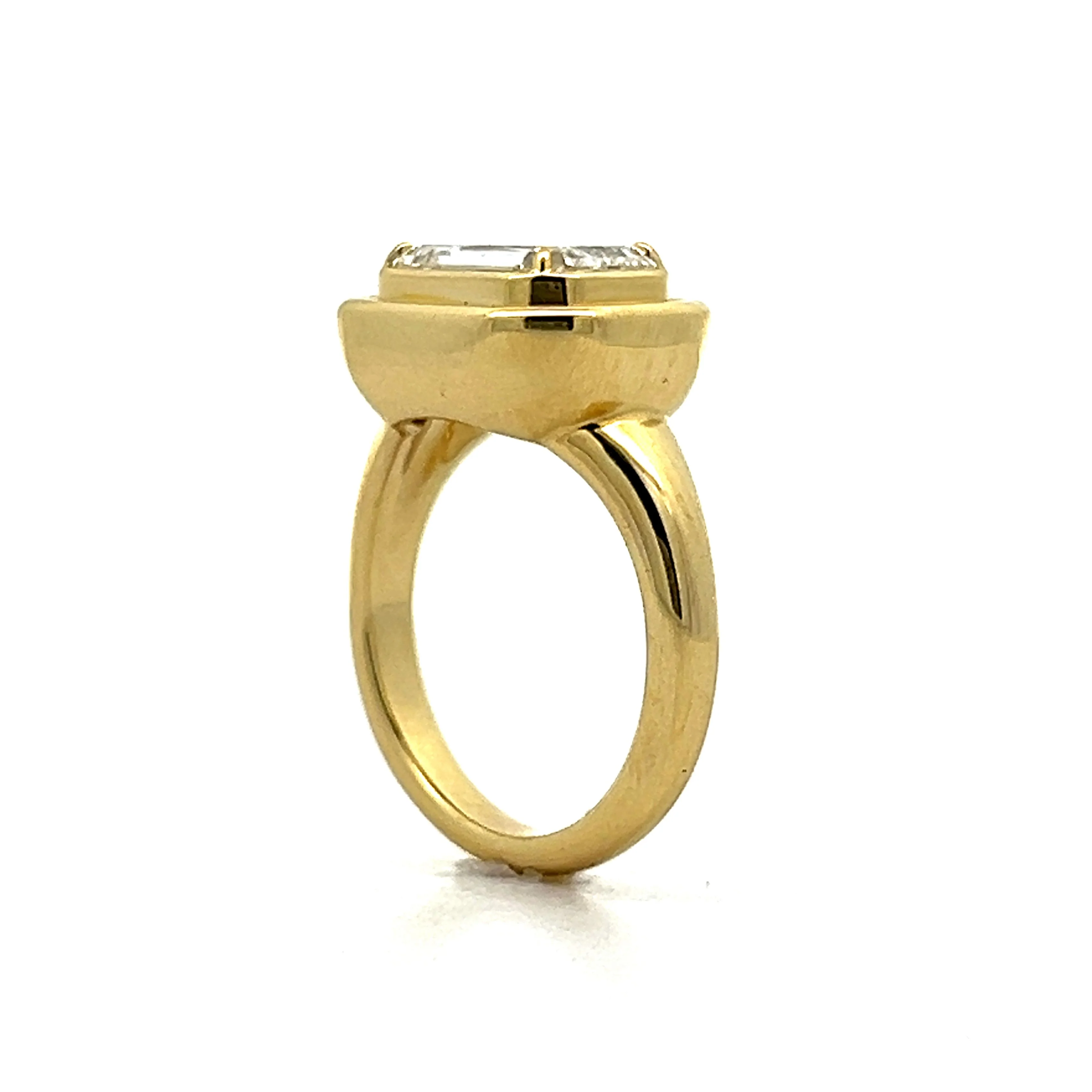 3.02 Emerald Cut Diamond Engagement Ring in Yellow Gold - Image 5