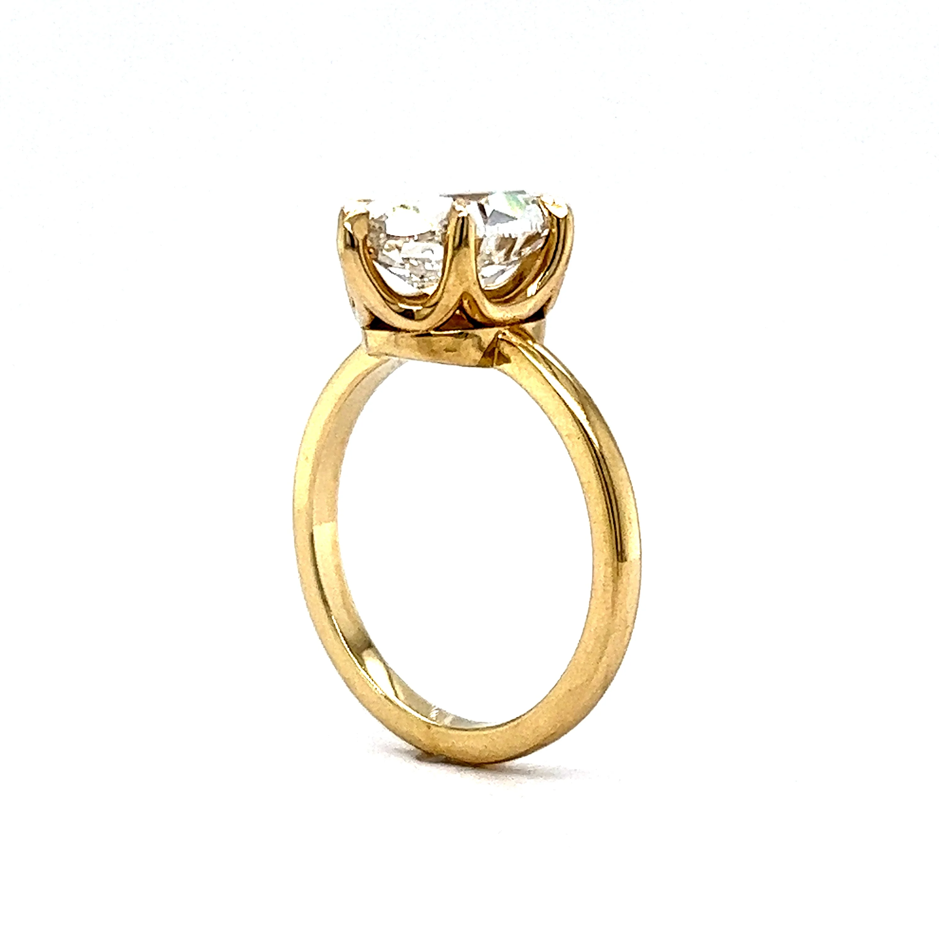3.04 Moval Cut Diamond Engagement Ring in 14k Yellow Gold - Image 5