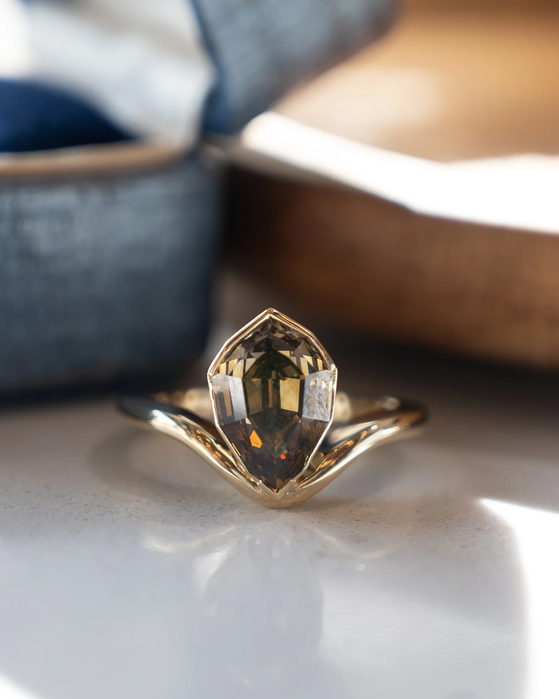 3.07 Pear Step Cut Diamond Engagement Ring 14k - Image 6