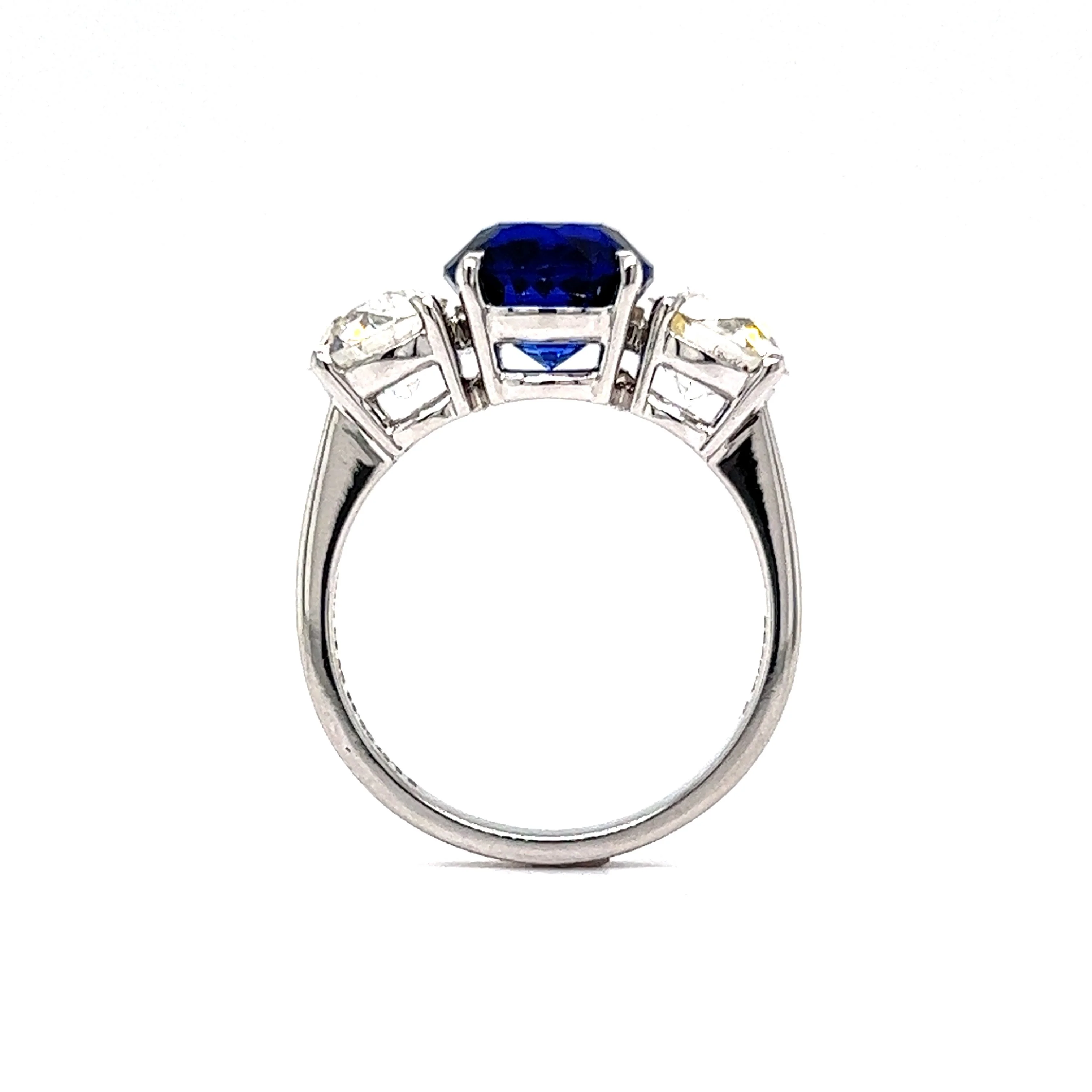 3.07 Sapphire & Diamond Three Stone Engagement Ring in Platinum - Image 4