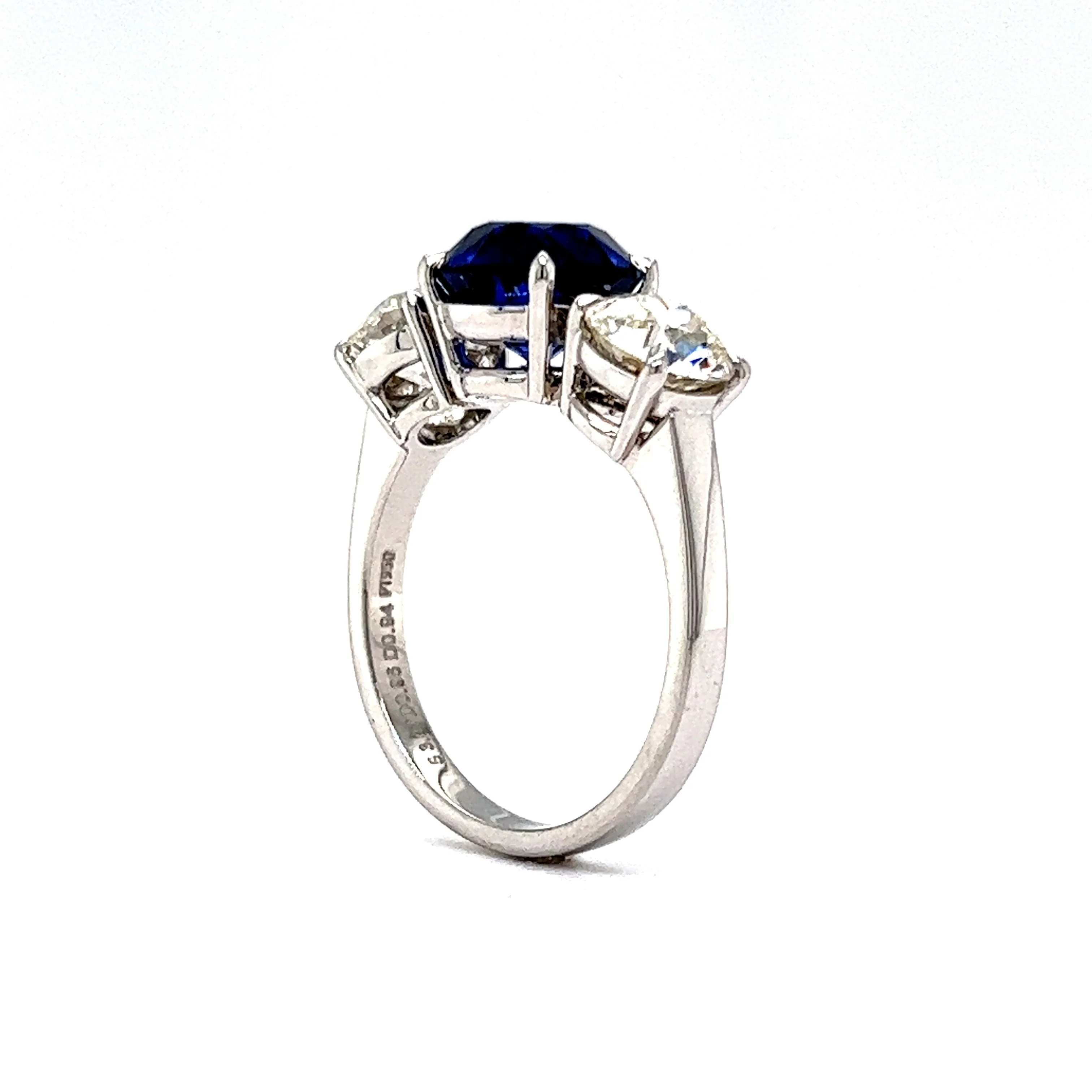 3.07 Sapphire & Diamond Three Stone Engagement Ring in Platinum - Image 5