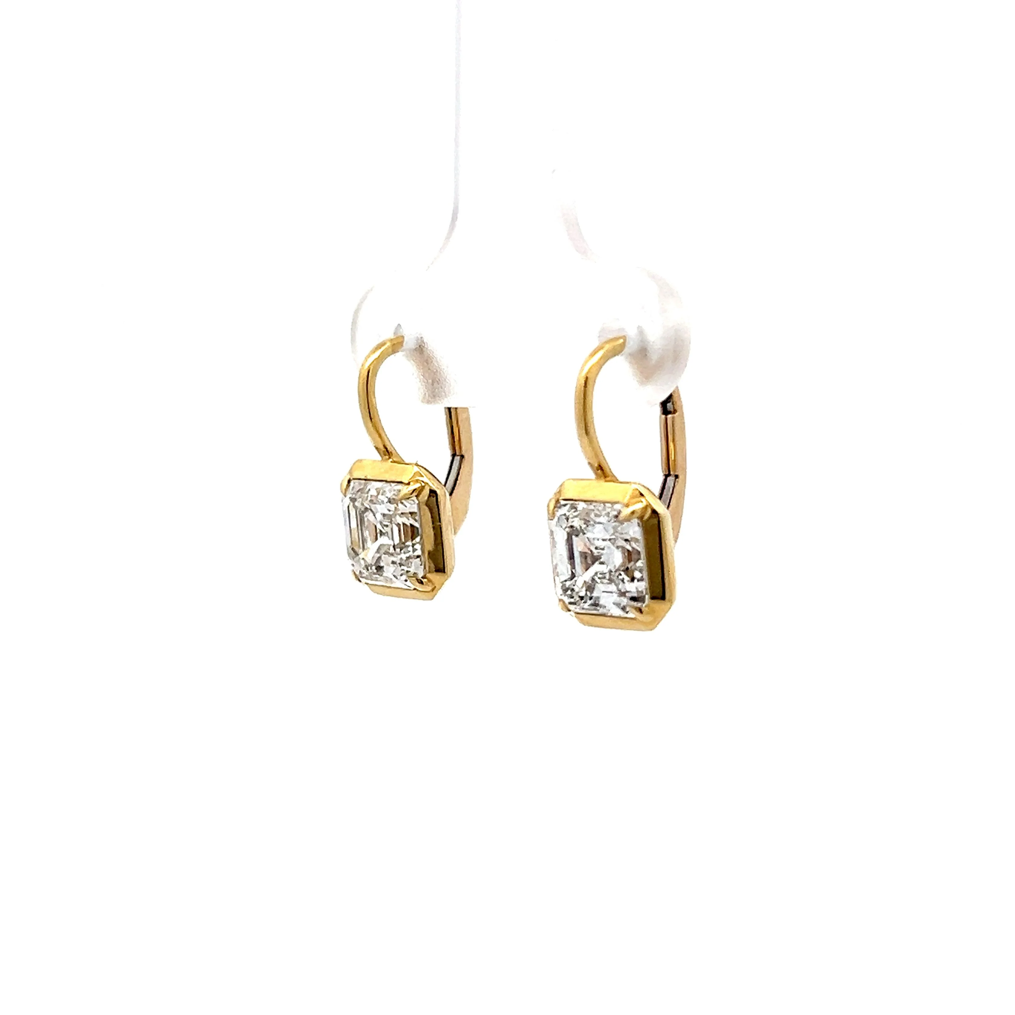 3.11 Asscher Cut Diamond Dangle Earrings in 18k - Image 2