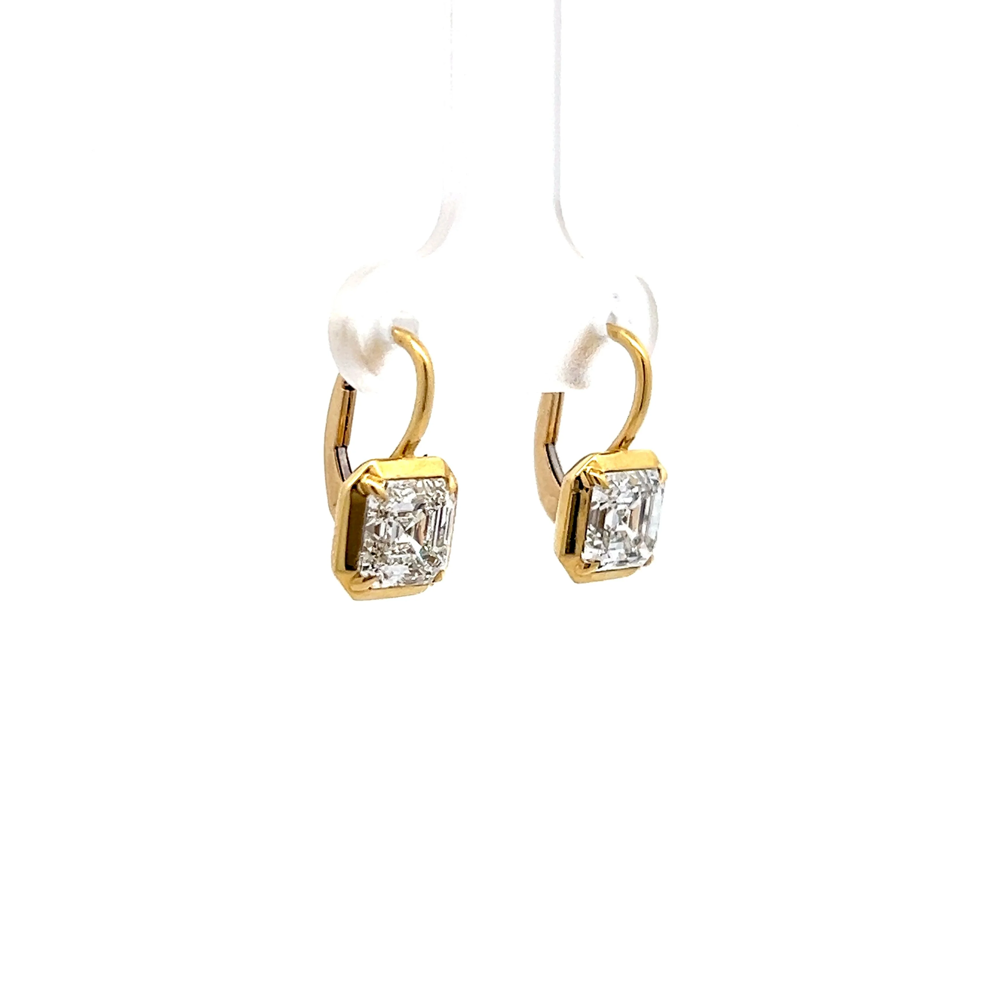 3.11 Asscher Cut Diamond Dangle Earrings in 18k - Image 3