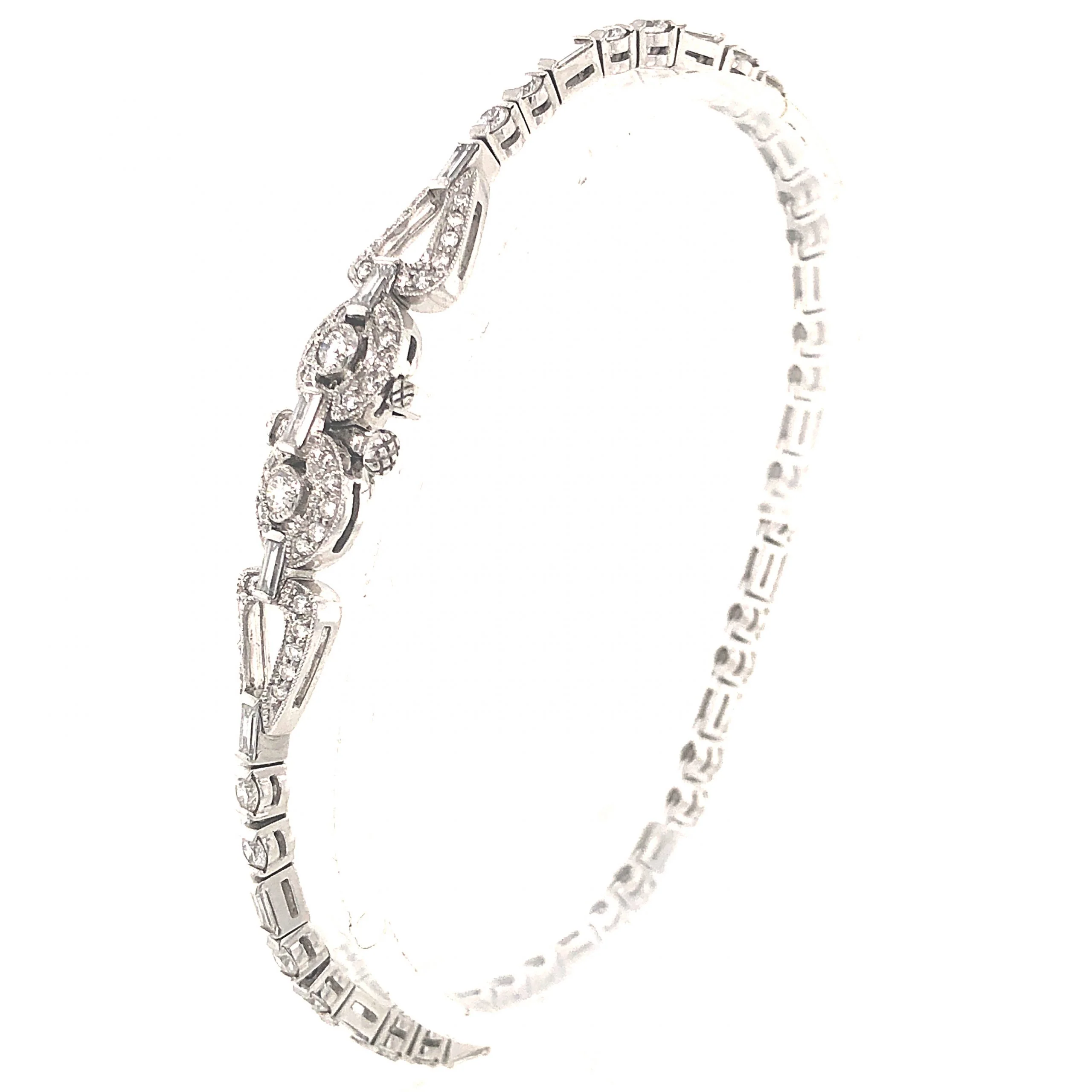 3.15 Antique Inspired Diamond Bracelet in Platinum - Image 2