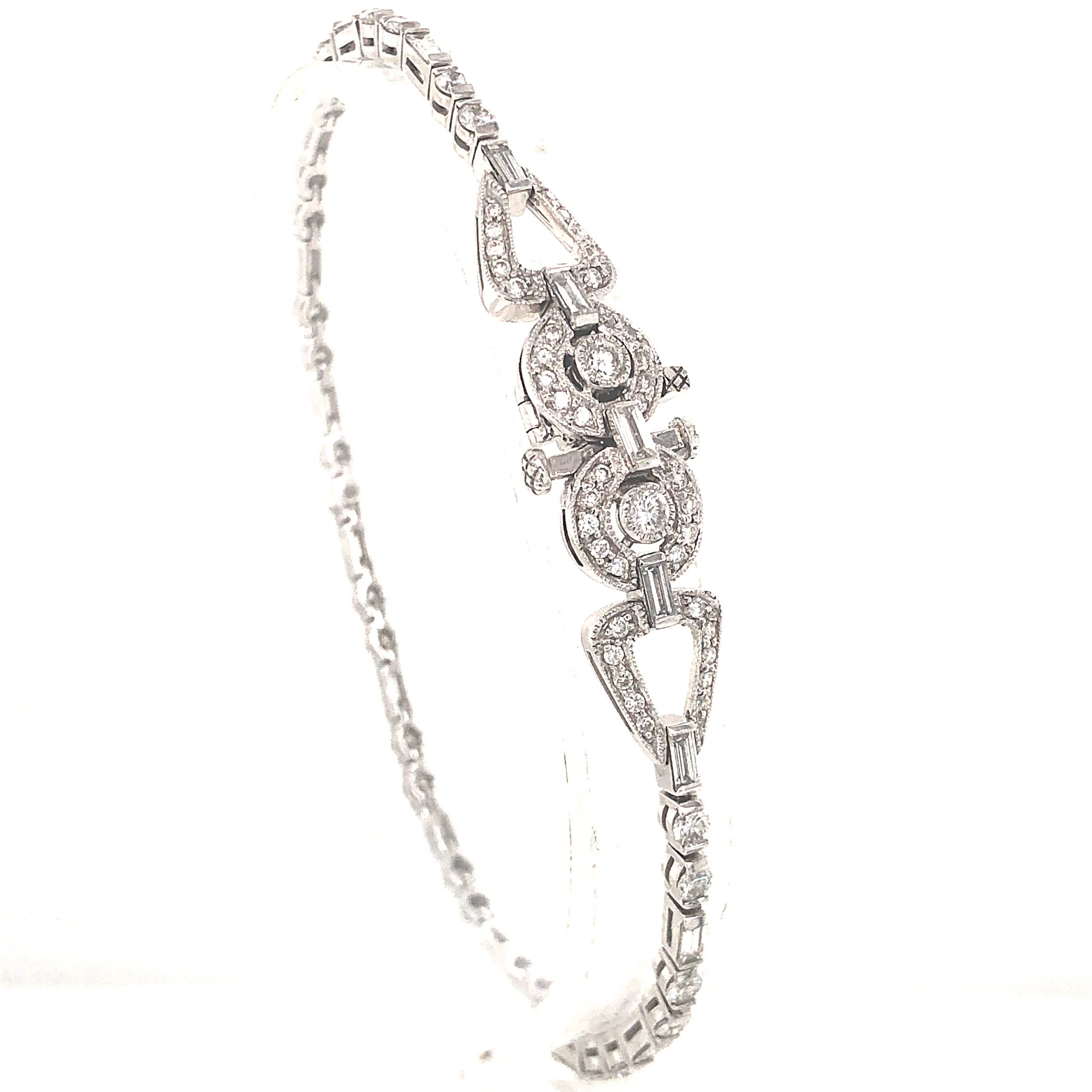 3.15 Antique Inspired Diamond Bracelet in Platinum - Image 3