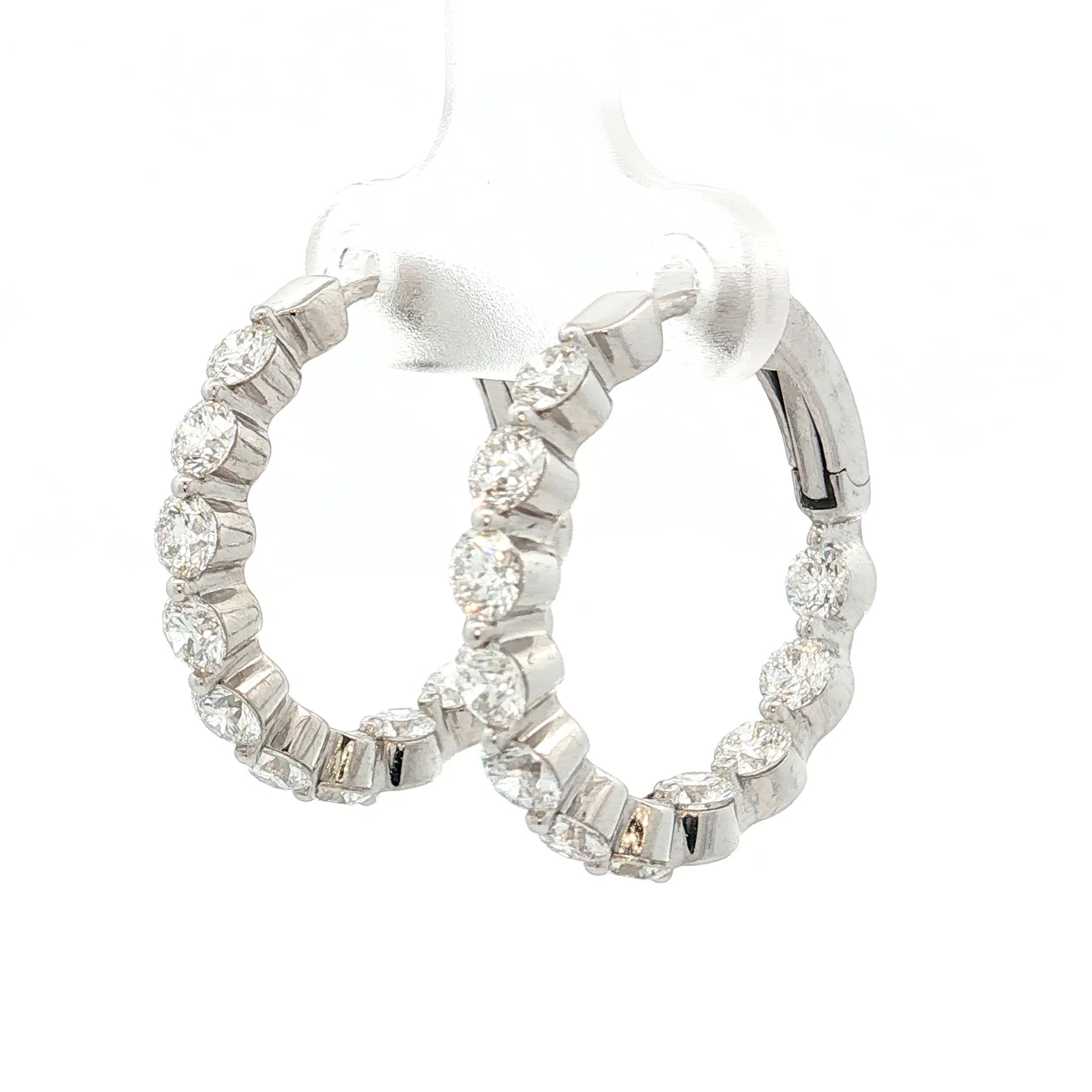 3.17 Diamond Inside-Out Hoop Earrings 18k White Gold - Image 2