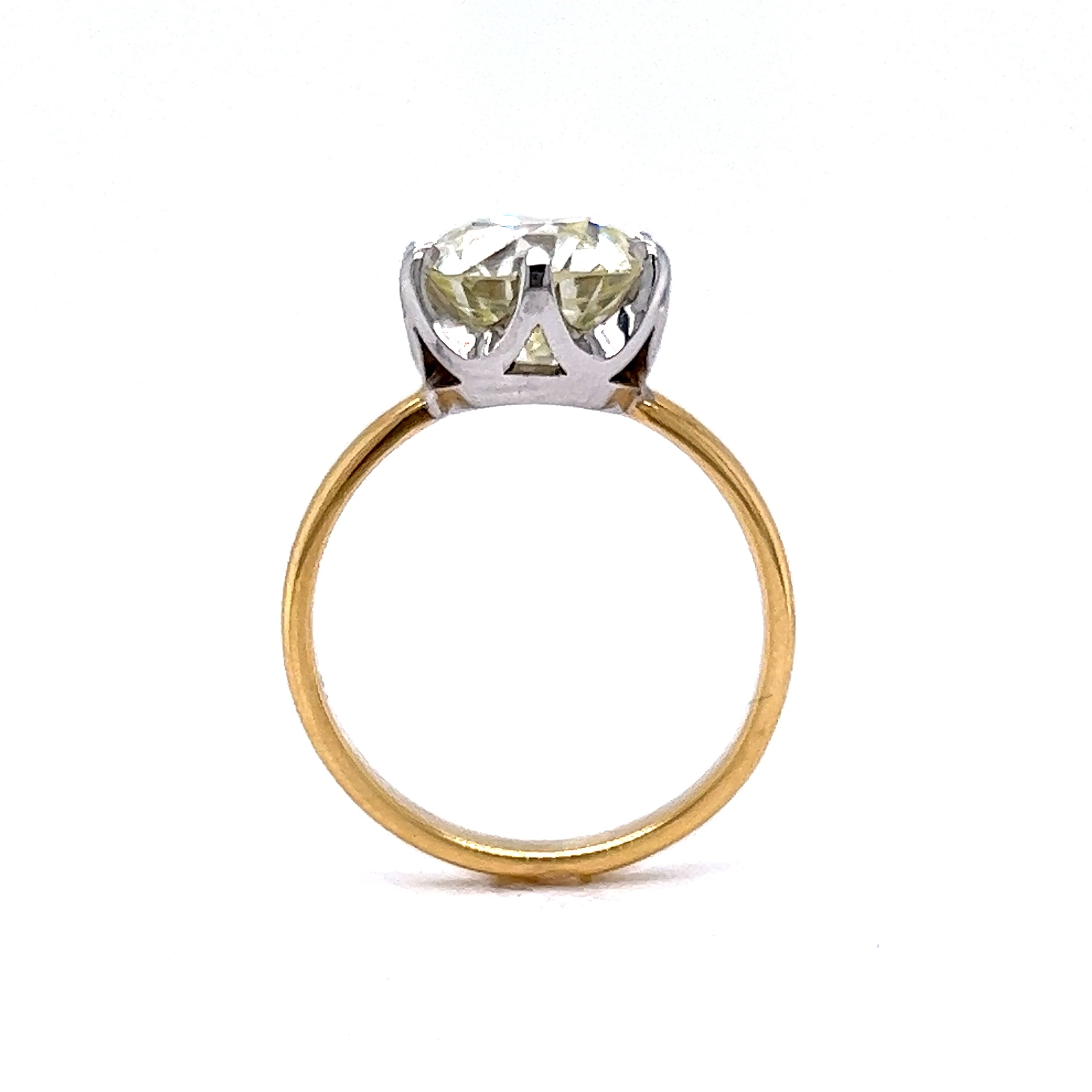 3.17 Old European Cut Solitaire Engagement Ring in 18k Yellow Gold - Image 4