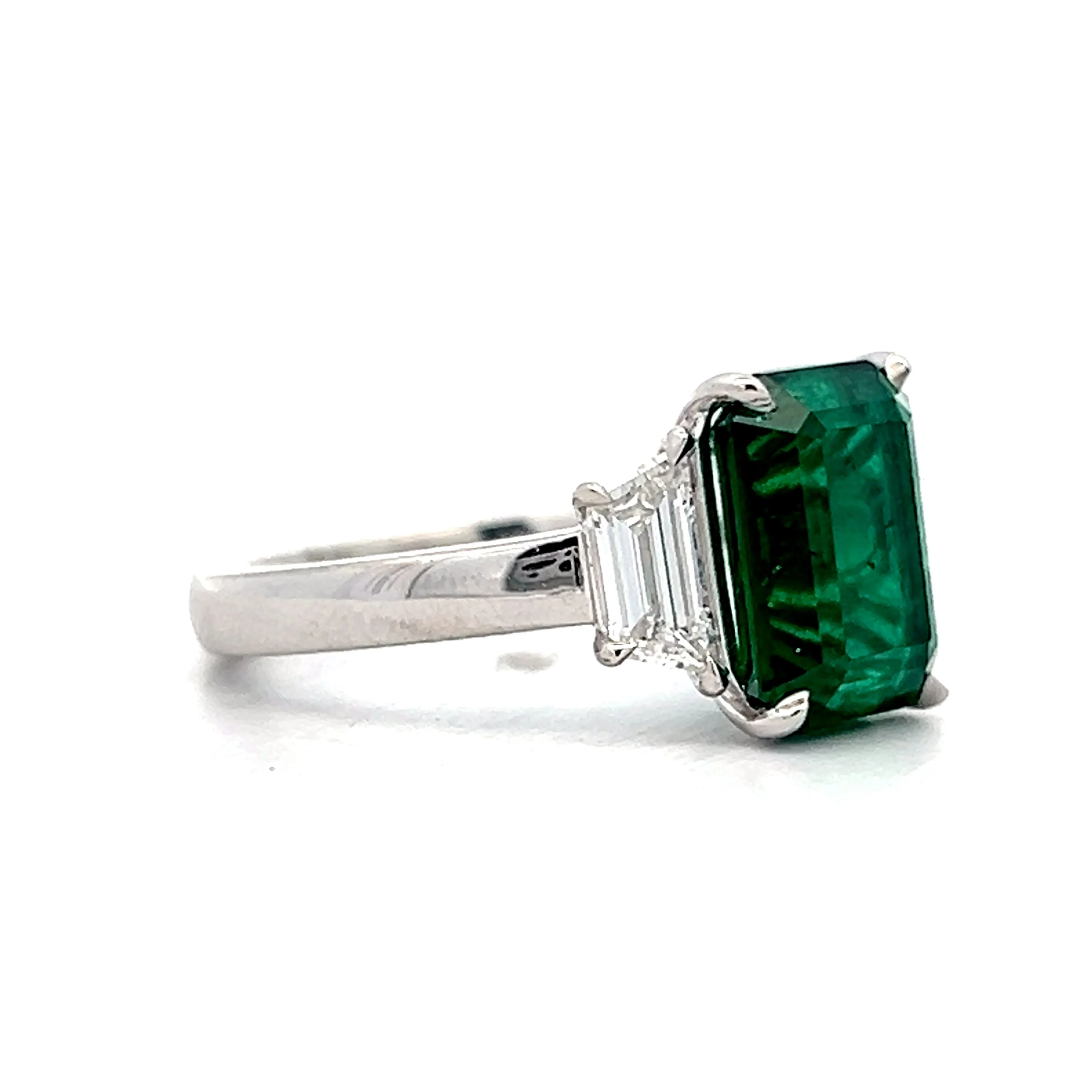 3.18 Emerald Cut Emerald & Diamond Ring in Platinum - Image 3