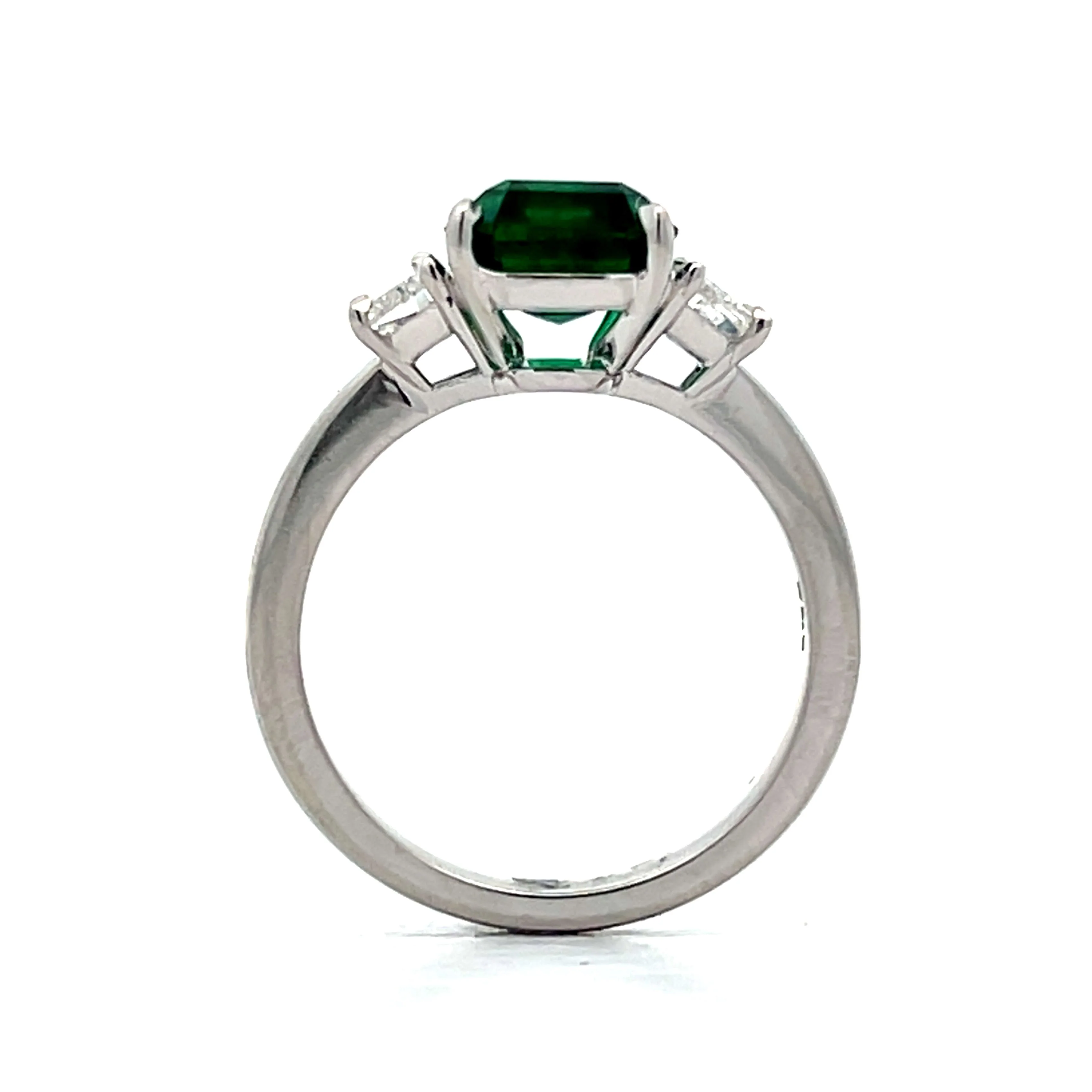 3.18 Emerald Cut Emerald & Diamond Ring in Platinum - Image 4