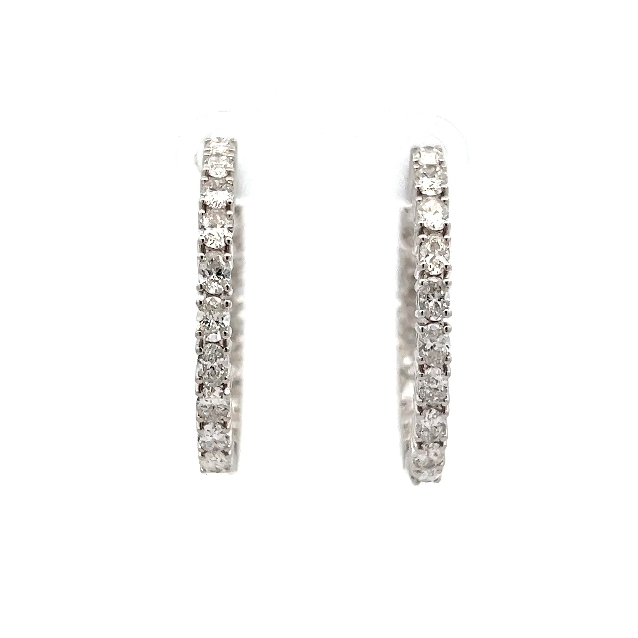 3.18 Oval Diamond Hoop Earrings in 18k White Gold