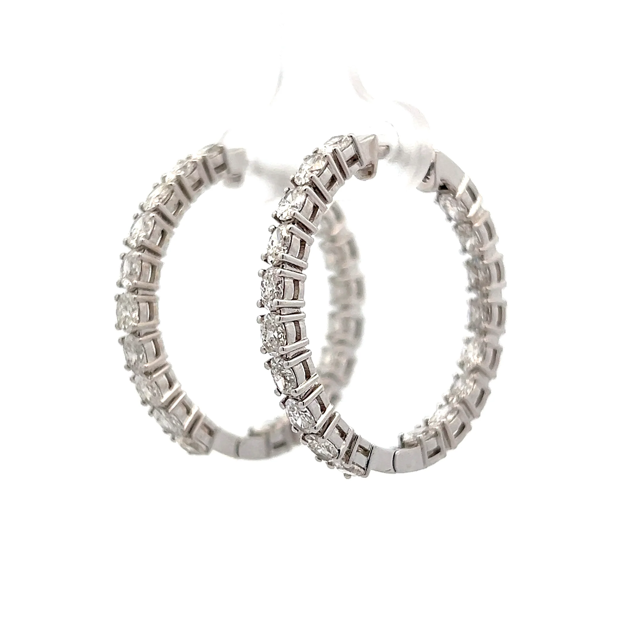 3.18 Oval Diamond Hoop Earrings in 18k White Gold - Image 2