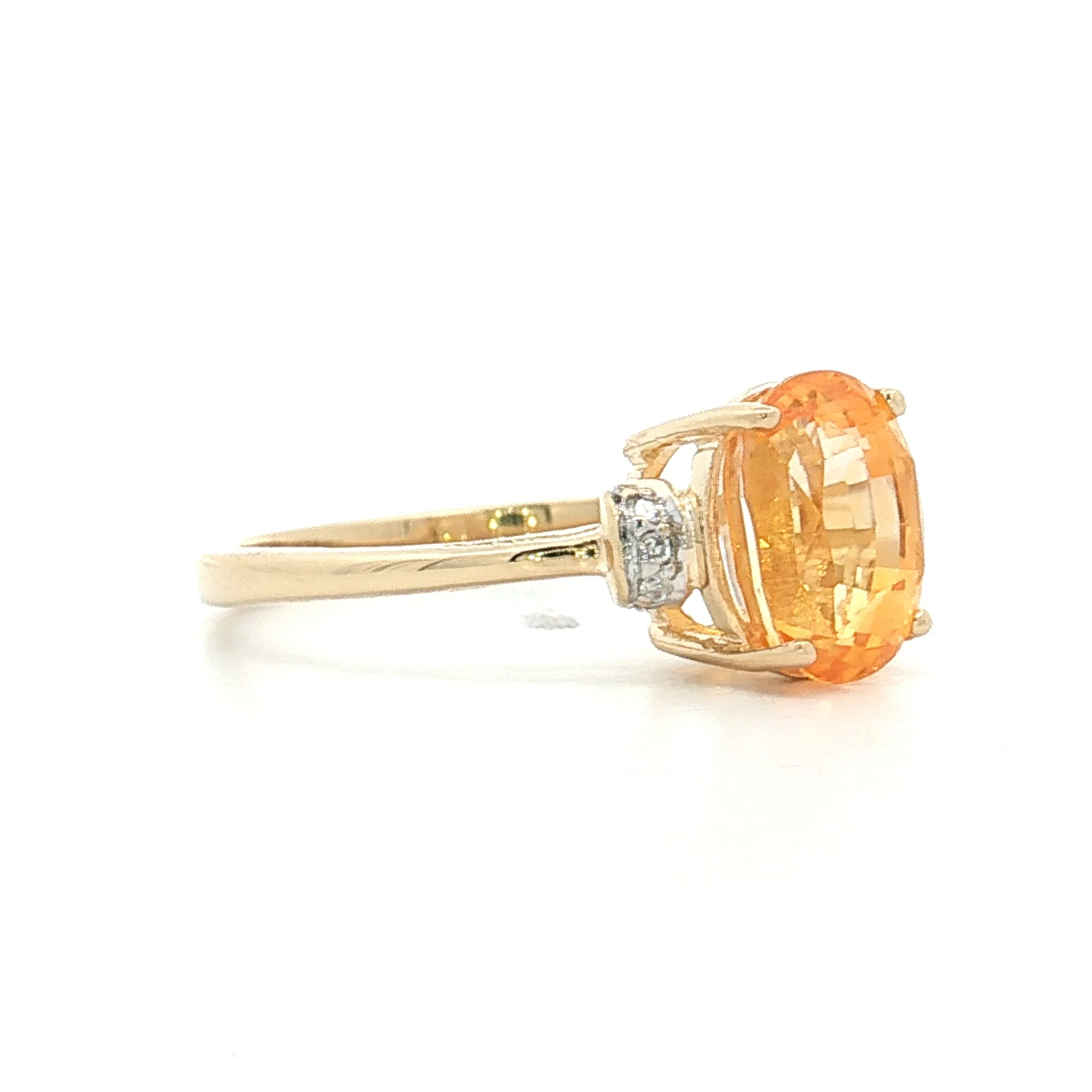3.18 Oval Orange Sapphire Engagement Ring Two-Tone 14k - Image 3