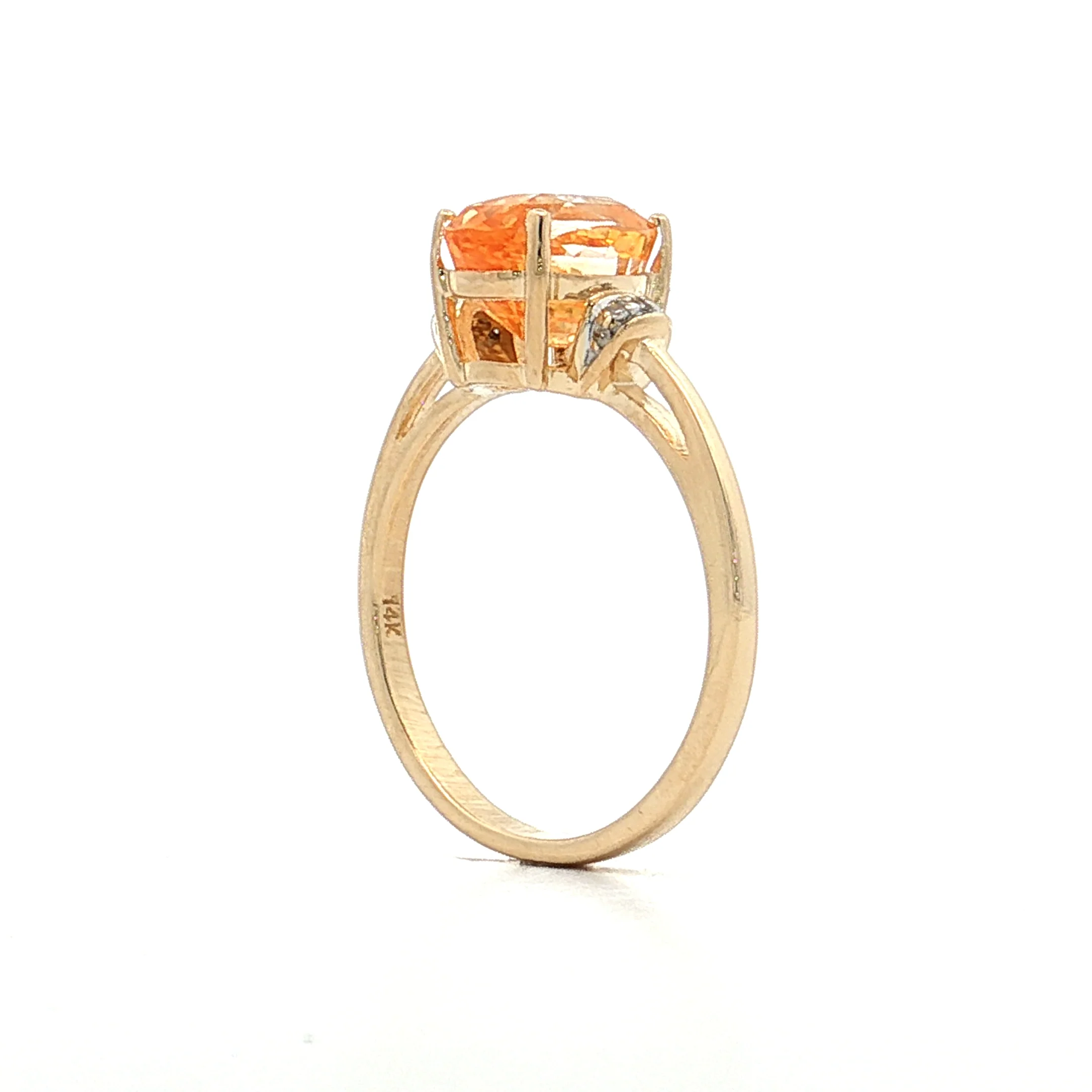 3.18 Oval Orange Sapphire Engagement Ring Two-Tone 14k - Image 5