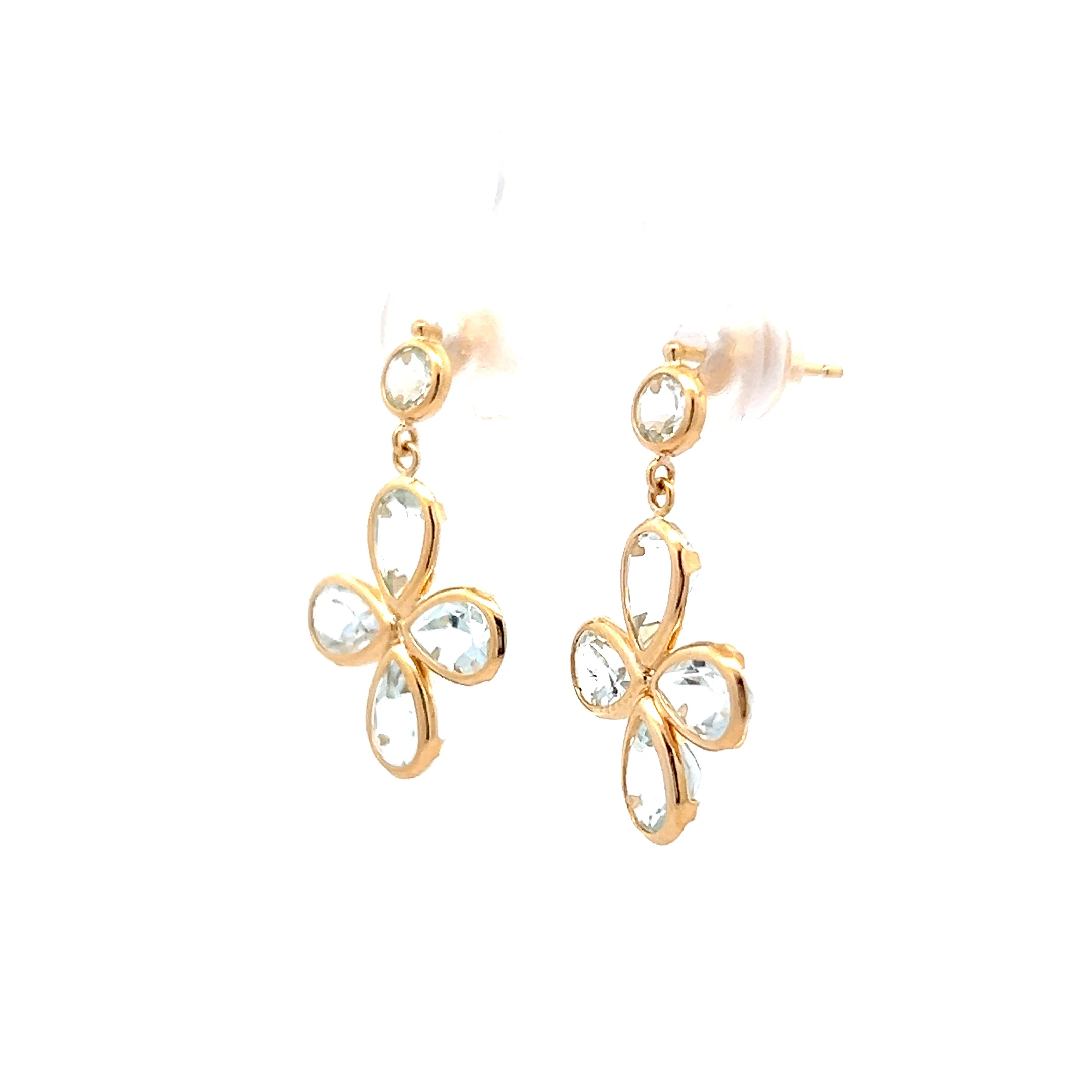 3.20 Pear Cut Aquamarine Earrings in 18k Yellow Gold - Image 2