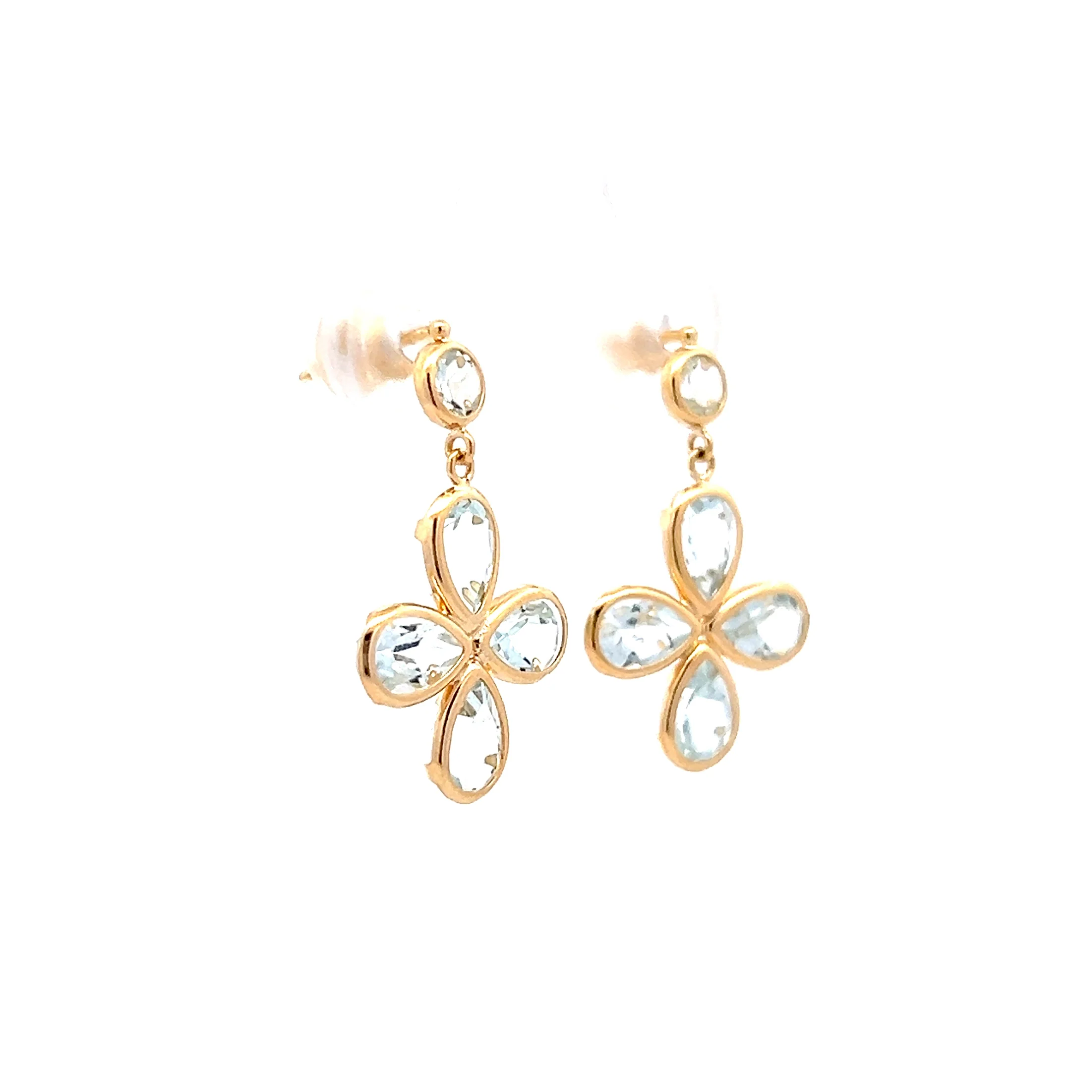 3.20 Pear Cut Aquamarine Earrings in 18k Yellow Gold - Image 3
