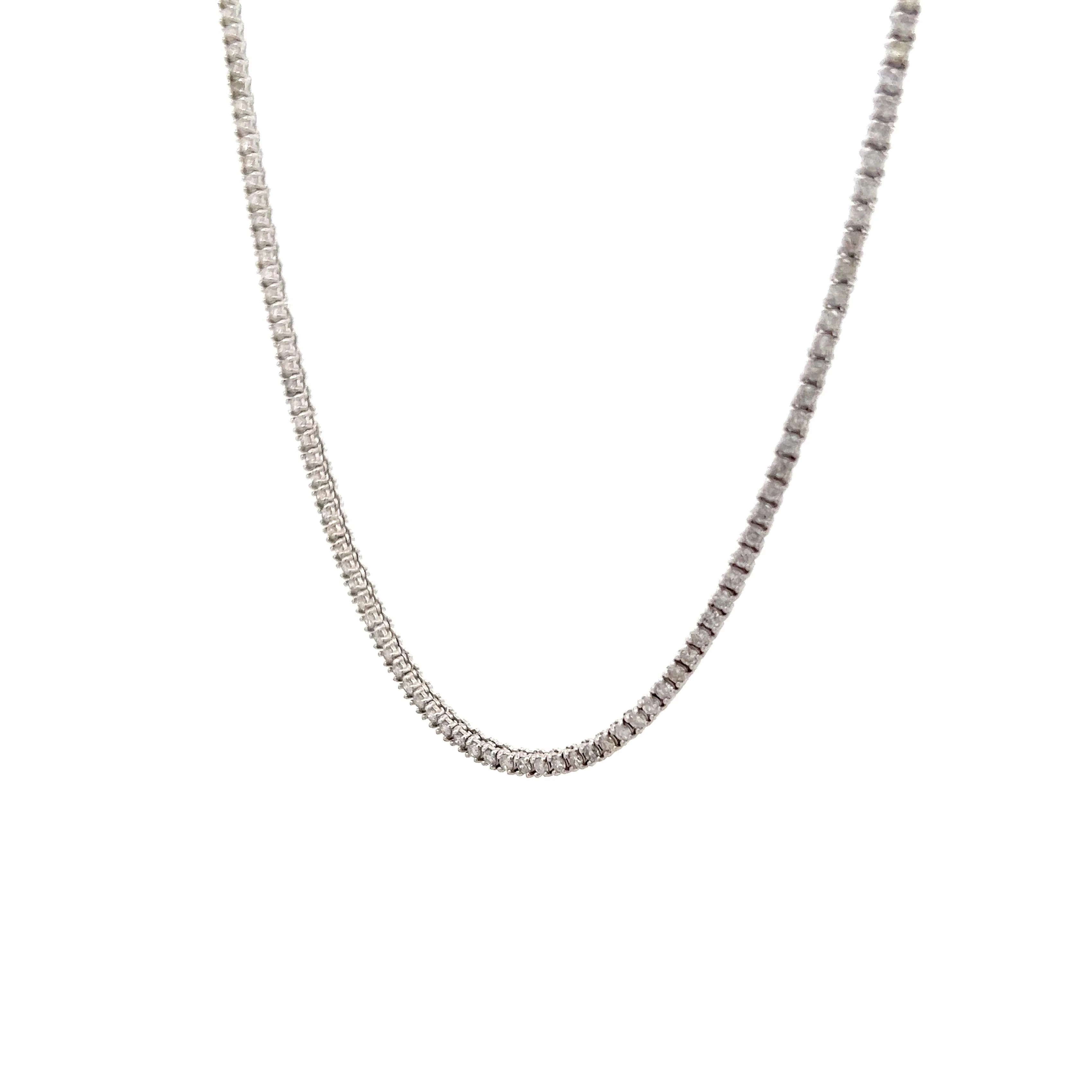 3.20 Round Diamond Tennis Necklace in 14k White Gold - Image 2