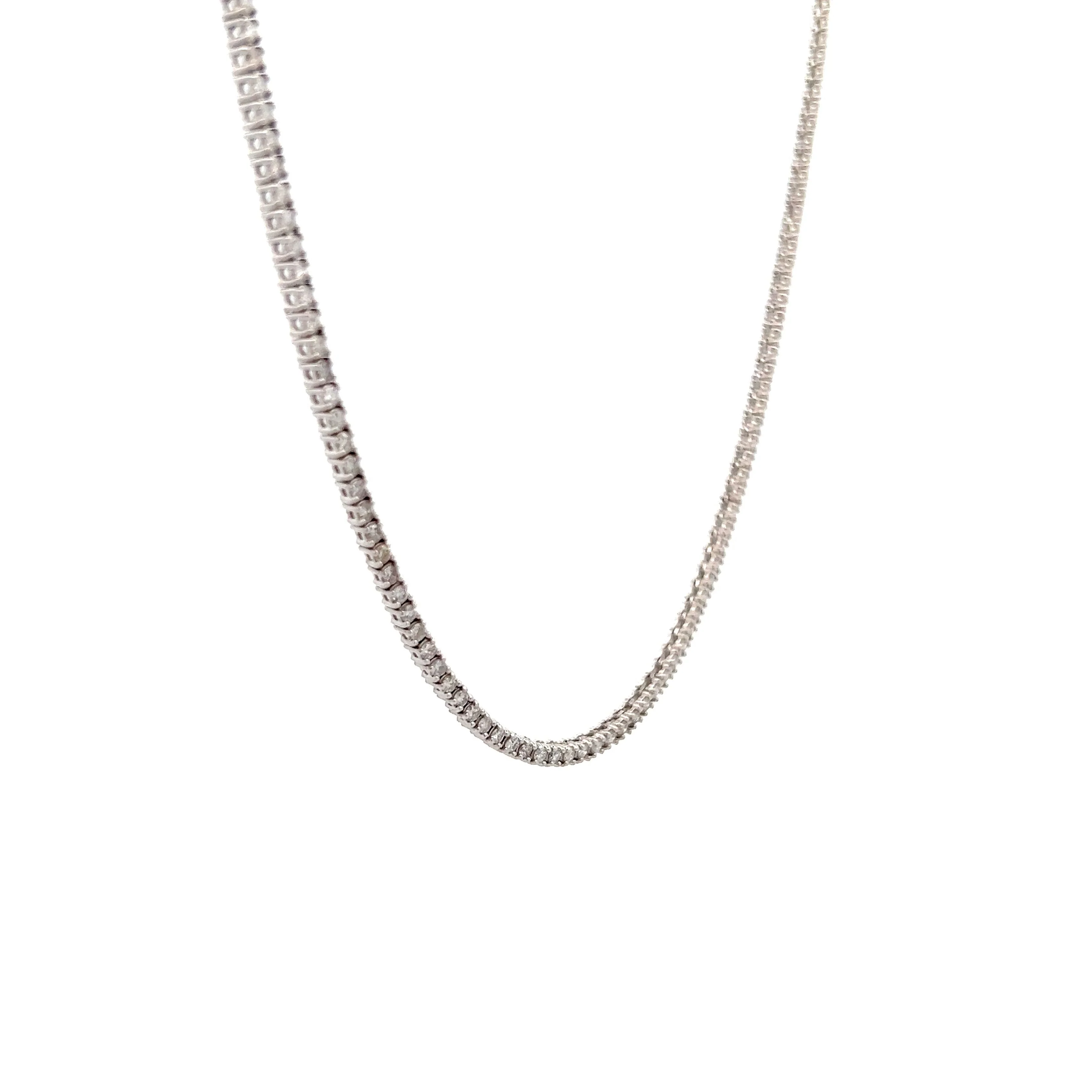 3.20 Round Diamond Tennis Necklace in 14k White Gold - Image 3