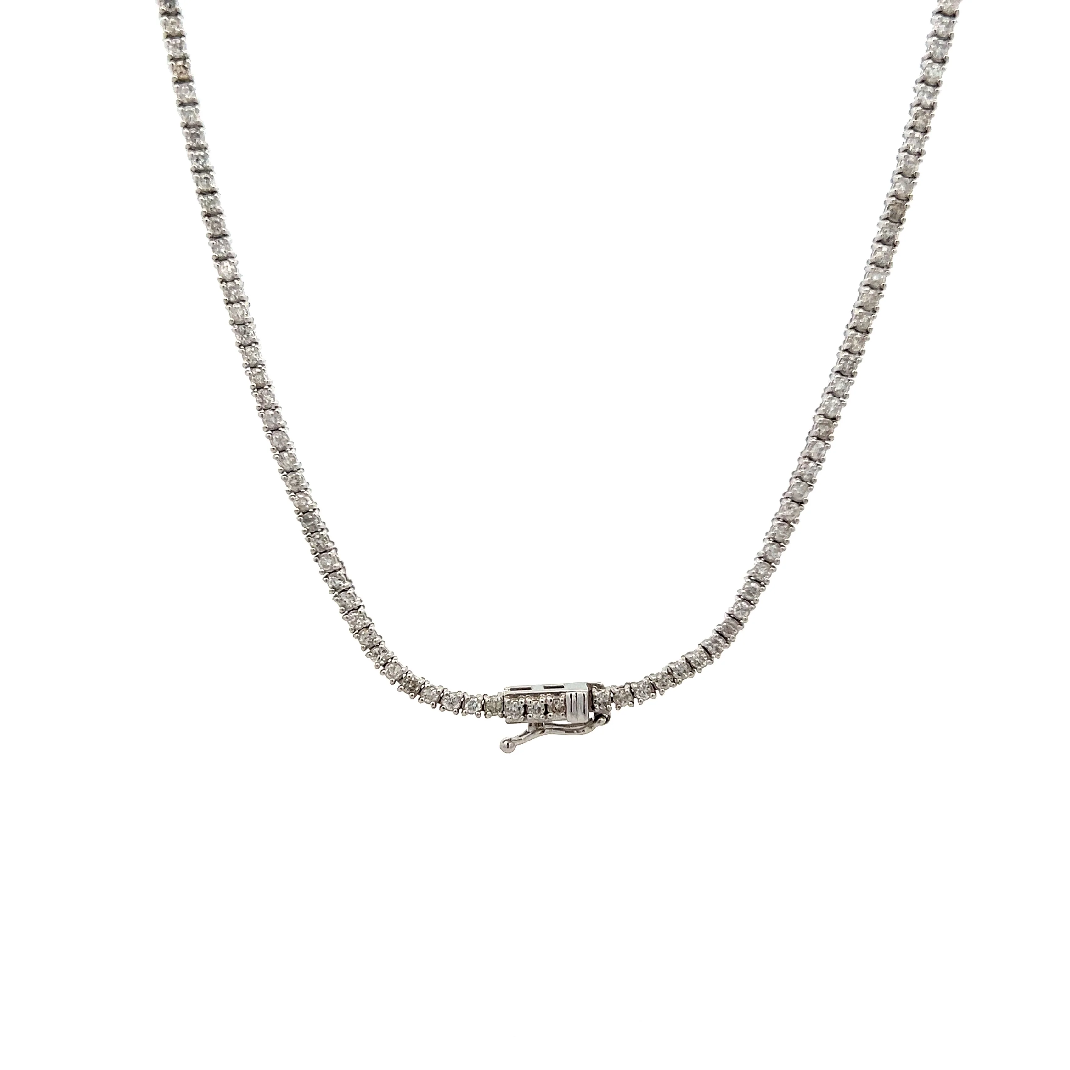 3.20 Round Diamond Tennis Necklace in 14k White Gold - Image 4