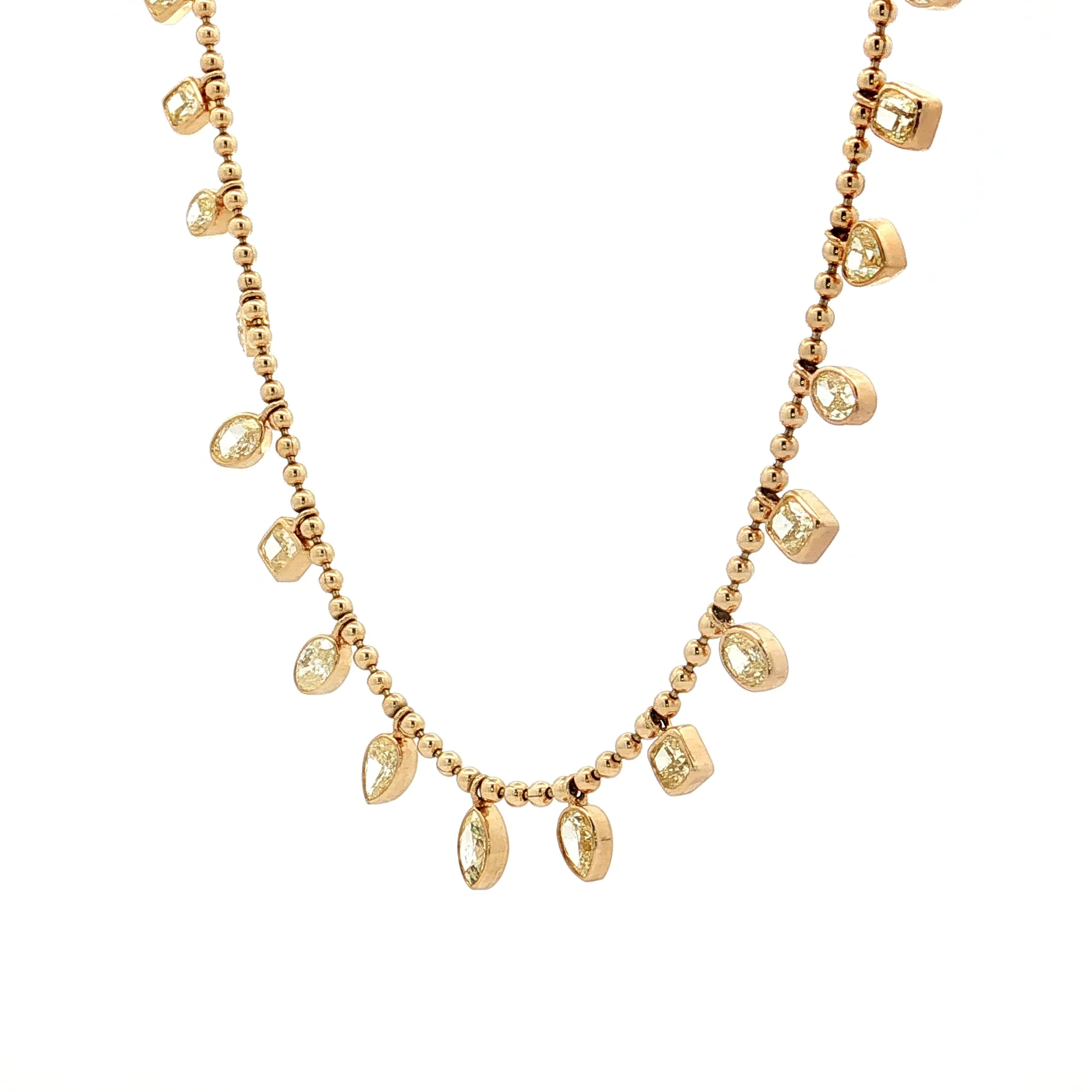 3.21 Fancy Yellow Mixed Diamond Drop Necklace 18k - Image 2