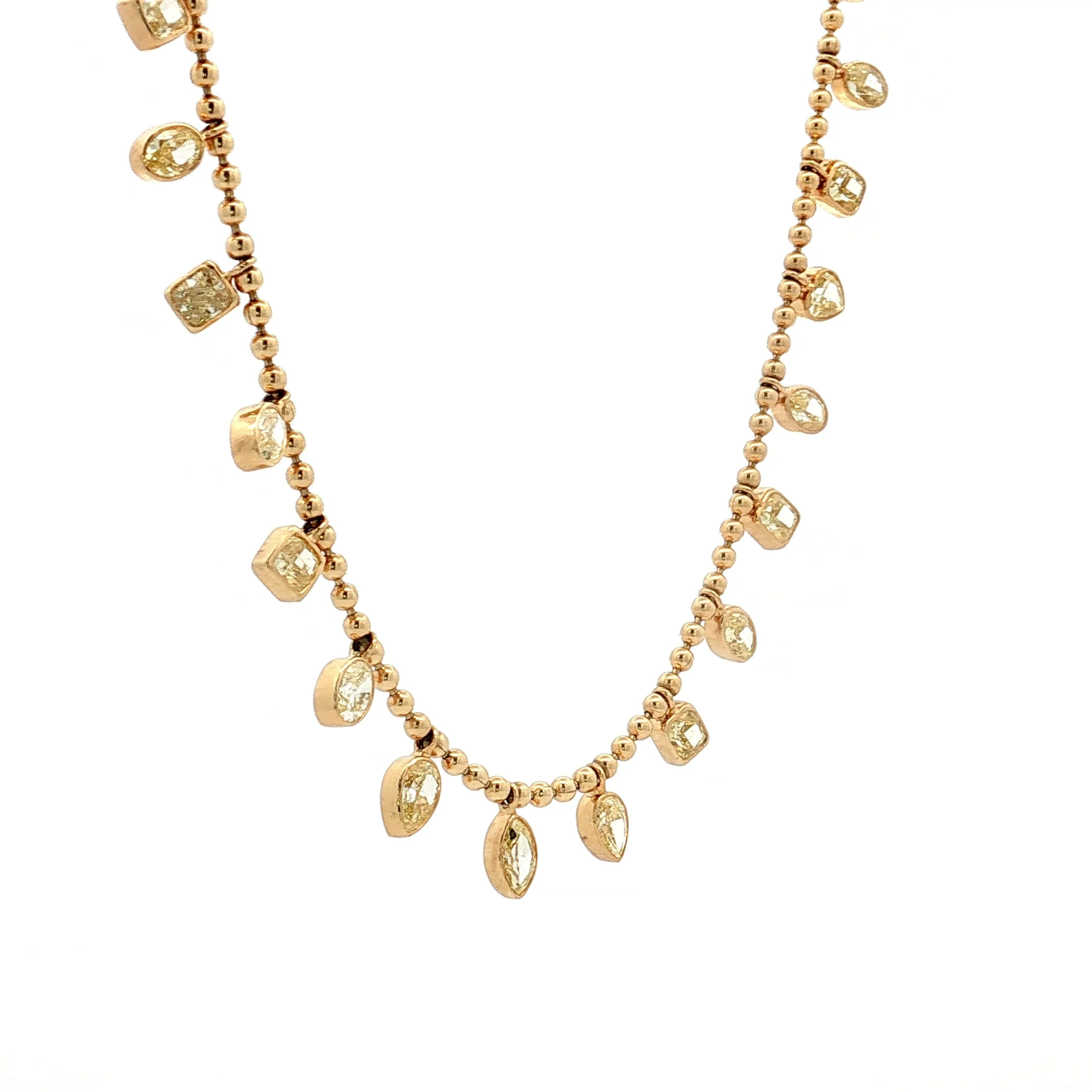 3.21 Fancy Yellow Mixed Diamond Drop Necklace 18k - Image 3