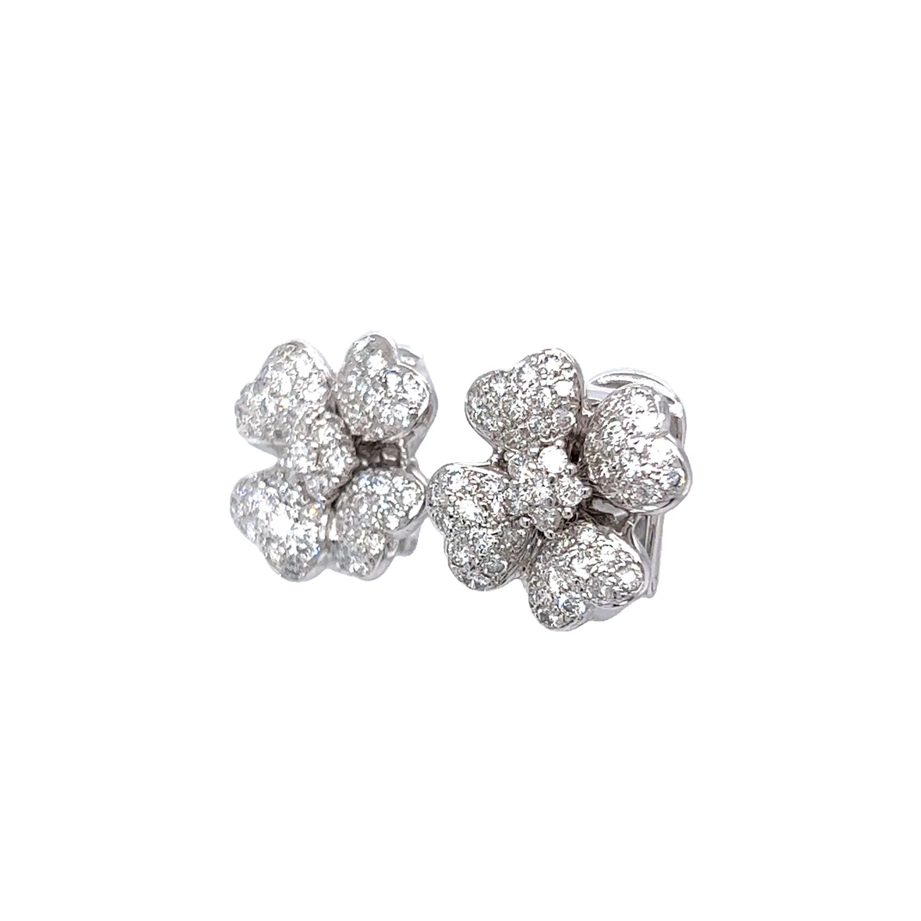 3.24 Clover Diamond Earrings in 18k White Gold - Image 2