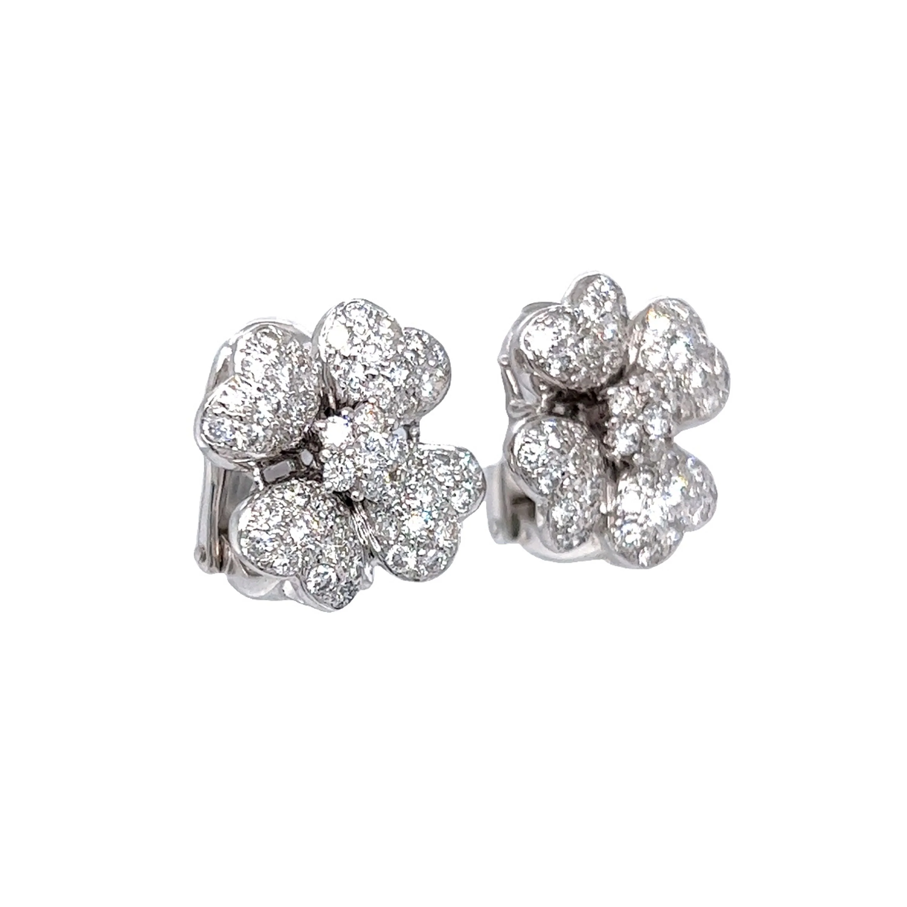 3.24 Clover Diamond Earrings in 18k White Gold - Image 3