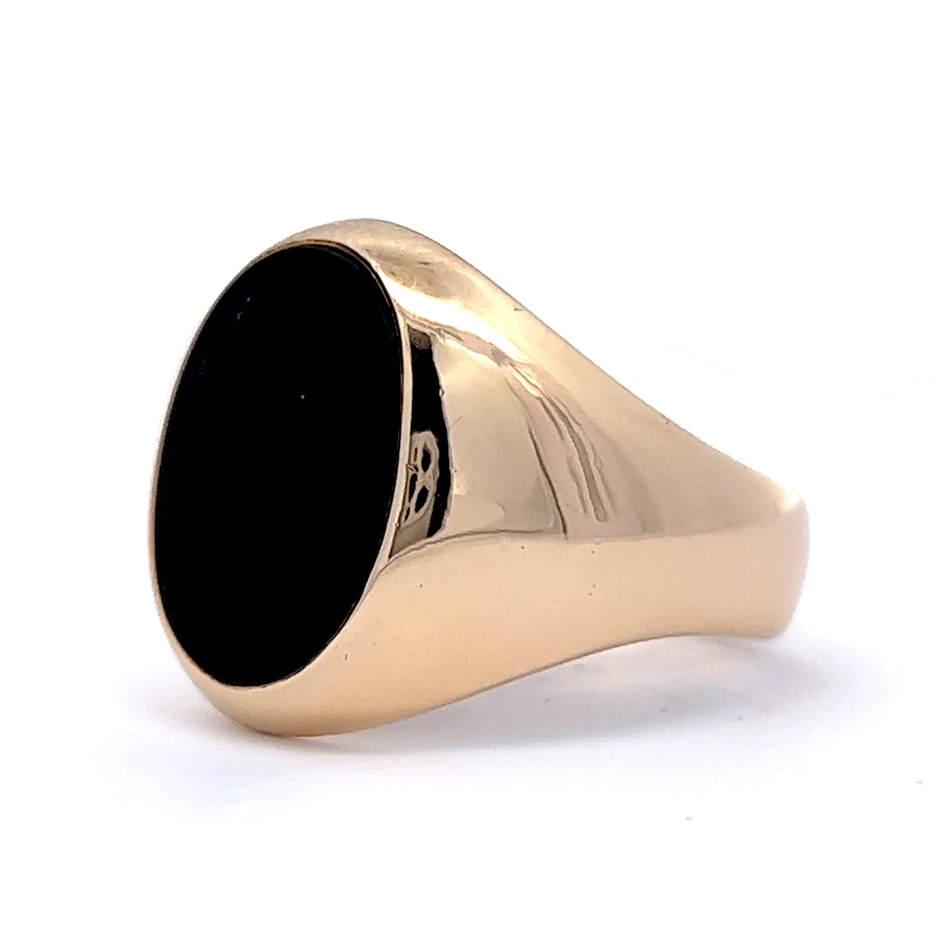 3.25 Men's Cabochon Onyx Signet Ring in 14k Yellow Gold - Image 2