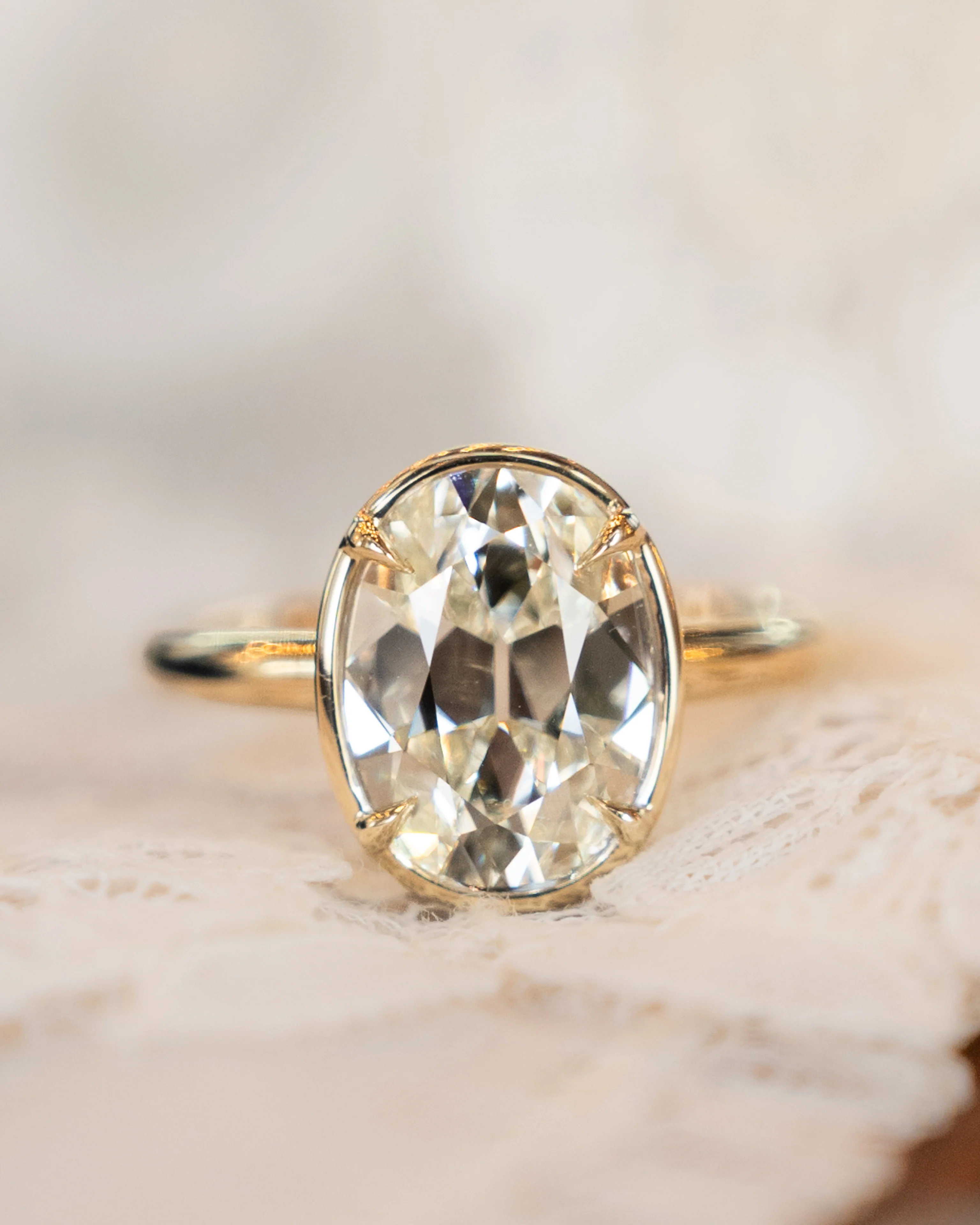 3.25 Old Mine Diamond Engagement Ring in 14k - Image 6