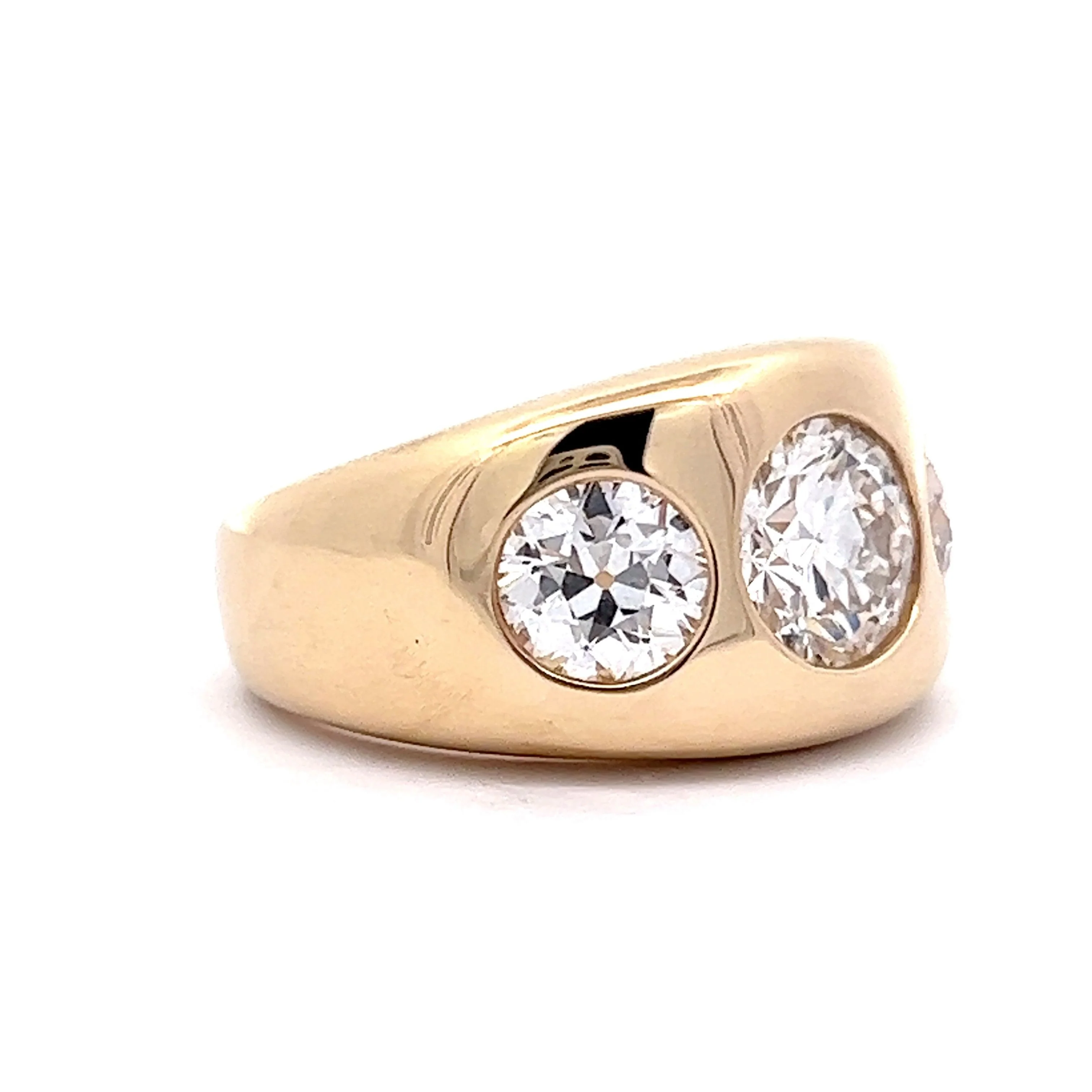 3.25 Three Stone Diamond Cocktail Ring 14k Yellow Gold - Image 3
