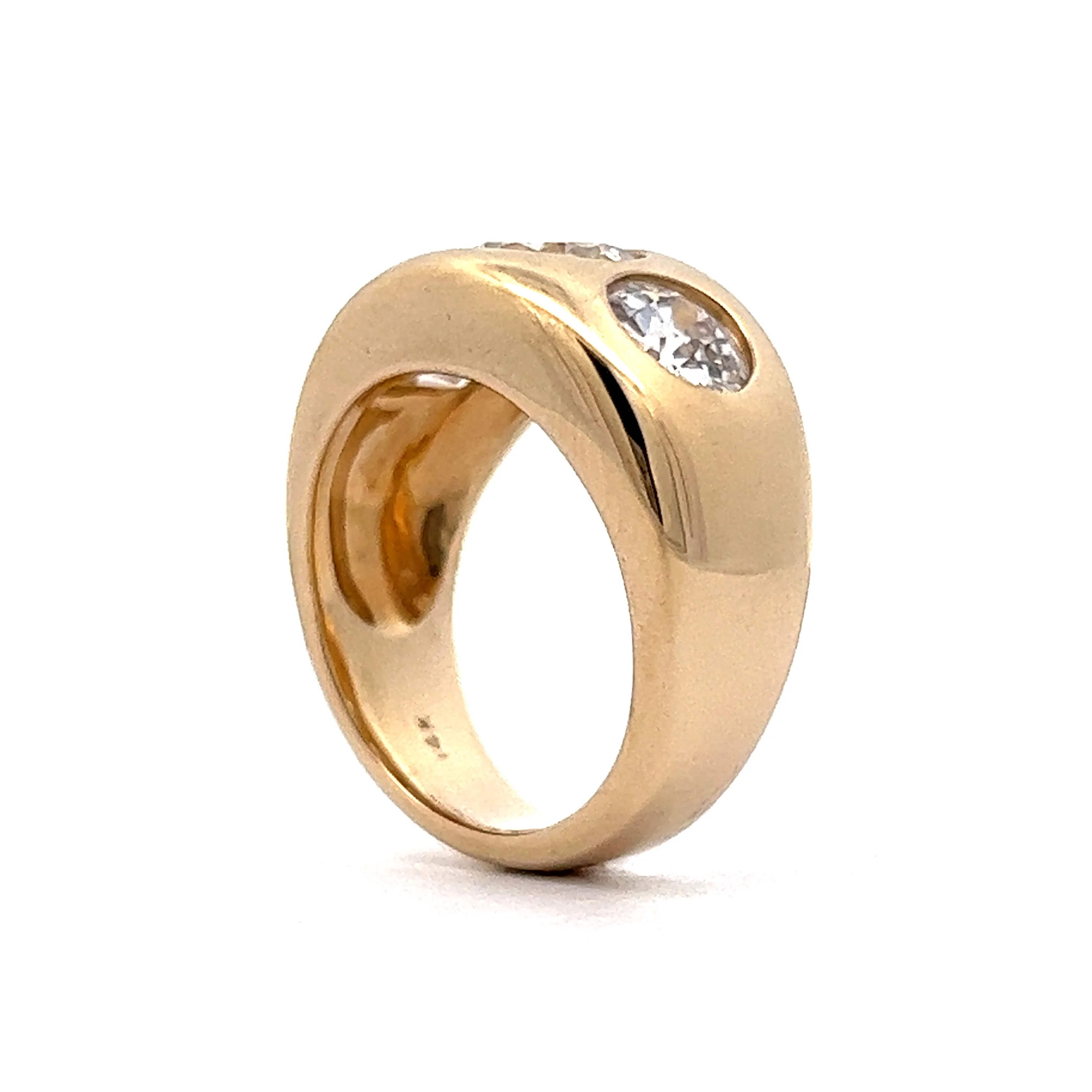 3.25 Three Stone Diamond Cocktail Ring 14k Yellow Gold - Image 4