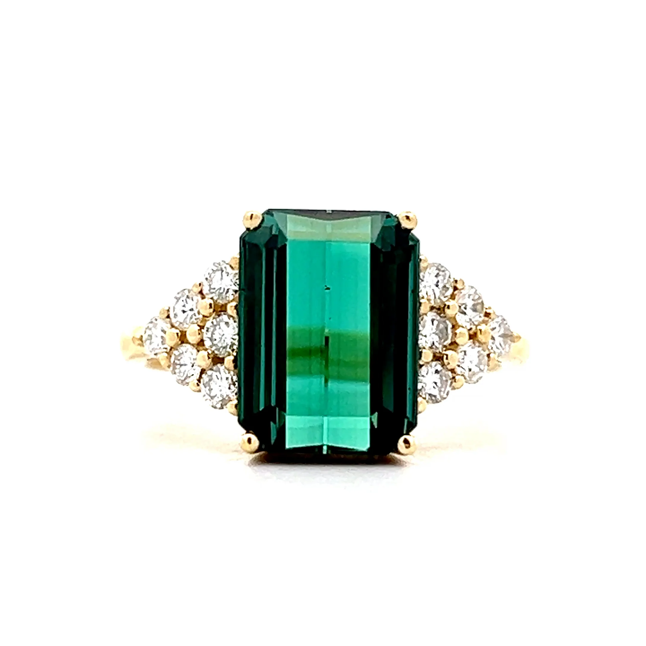 3.26 Emerald Cut Green Tourmaline Cocktail Ring 18k