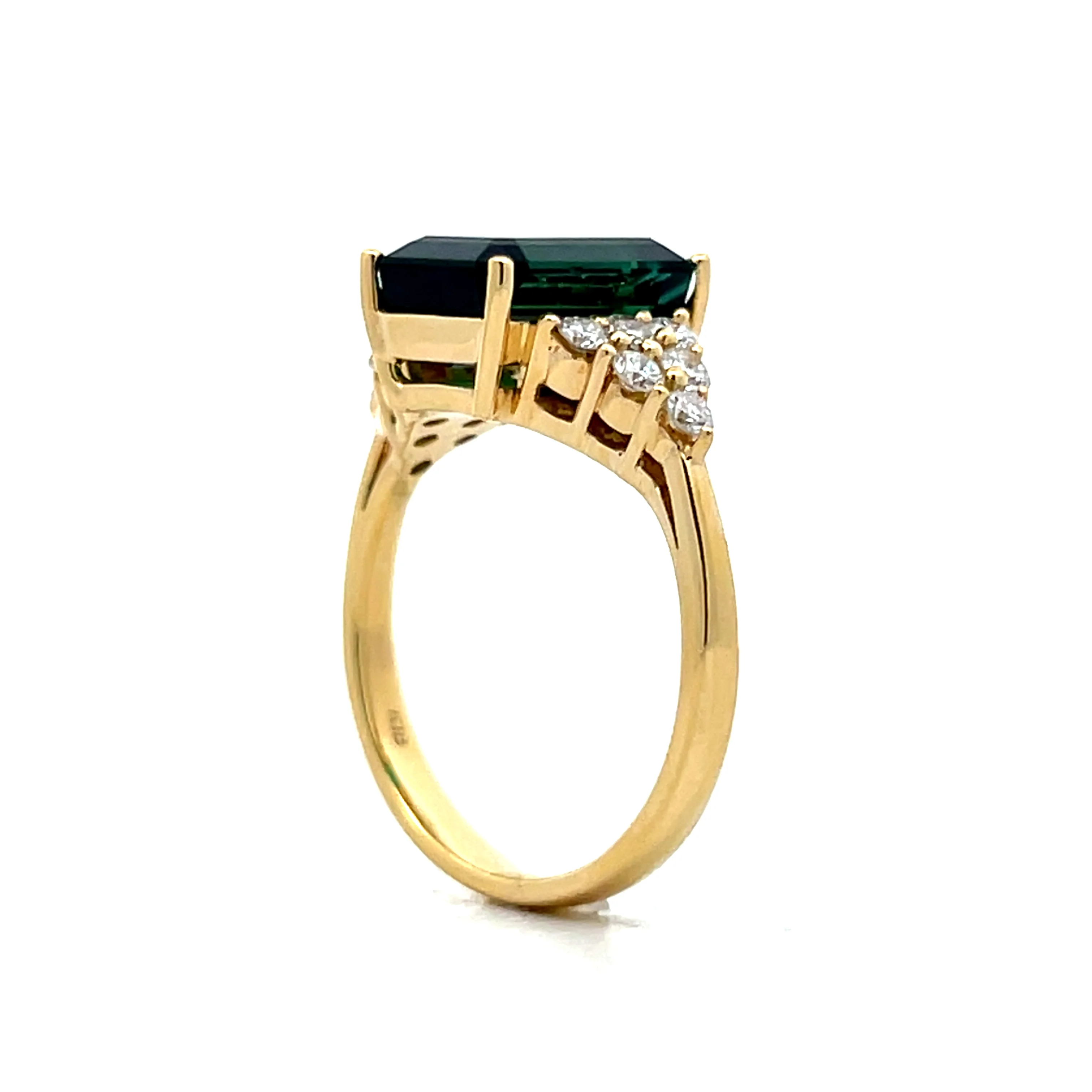 3.26 Emerald Cut Green Tourmaline Cocktail Ring 18k - Image 5