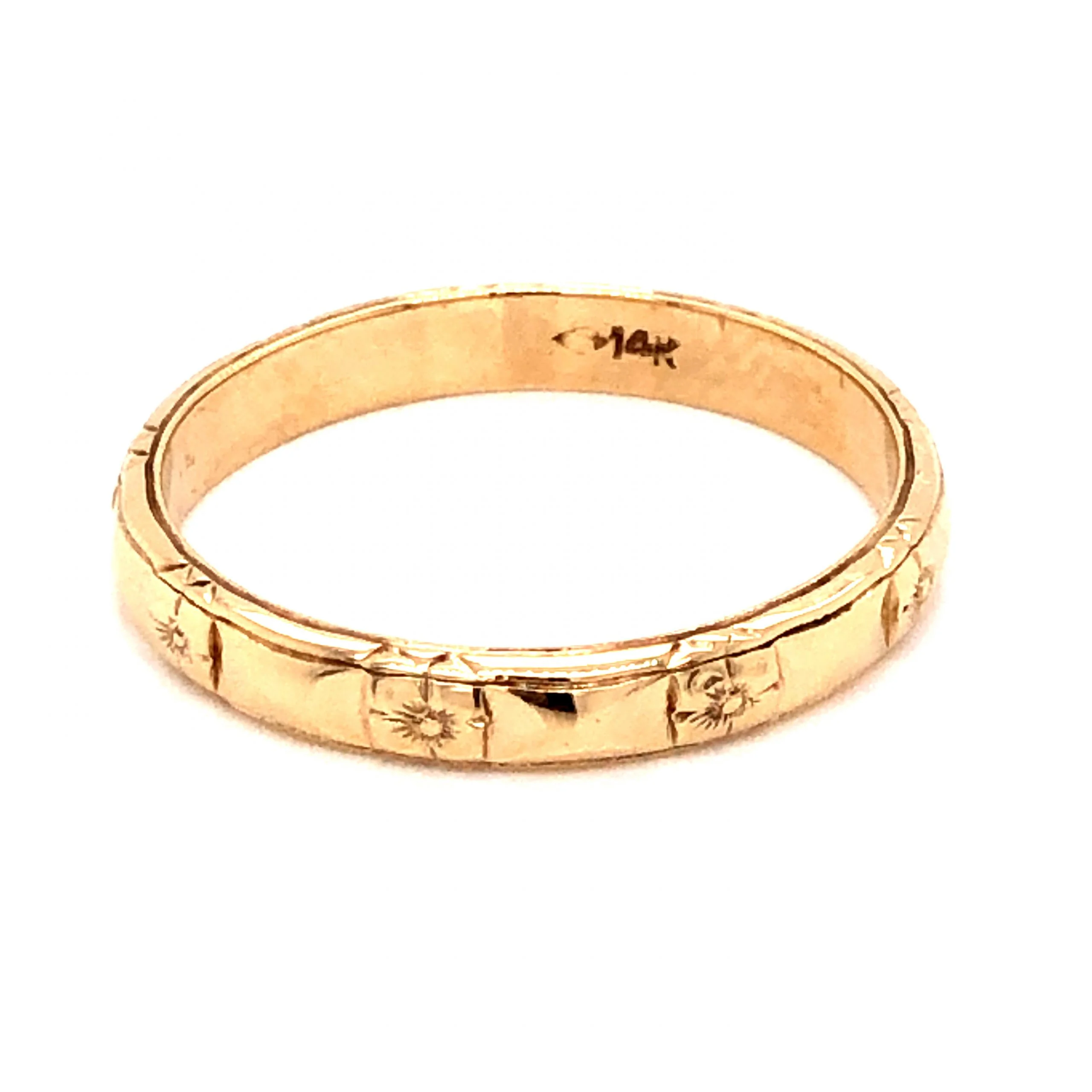 3.27mm Art Deco Orange Blossom Wedding Band in 14k Yellow Gold - Image 2