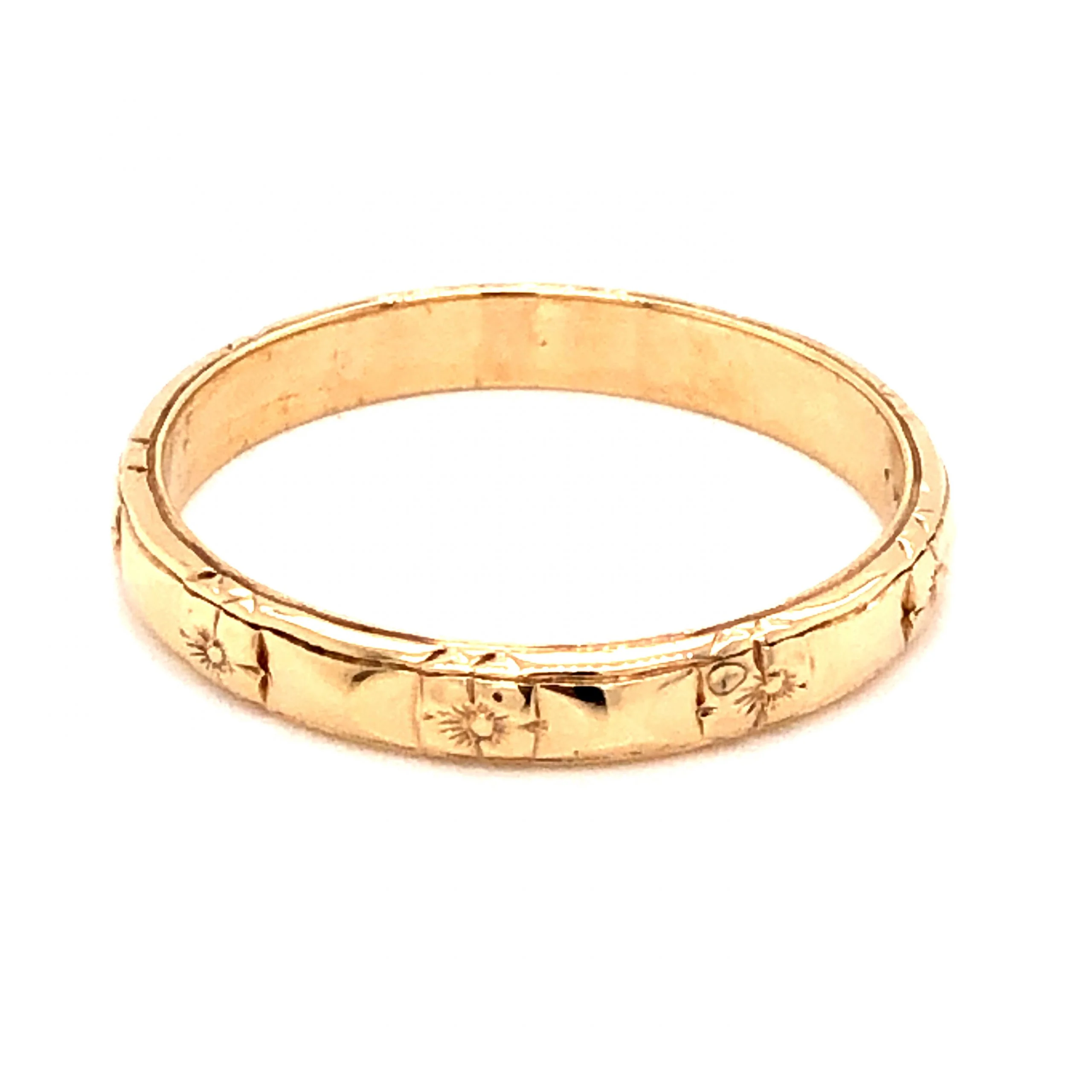3.27mm Art Deco Orange Blossom Wedding Band in 14k Yellow Gold - Image 3