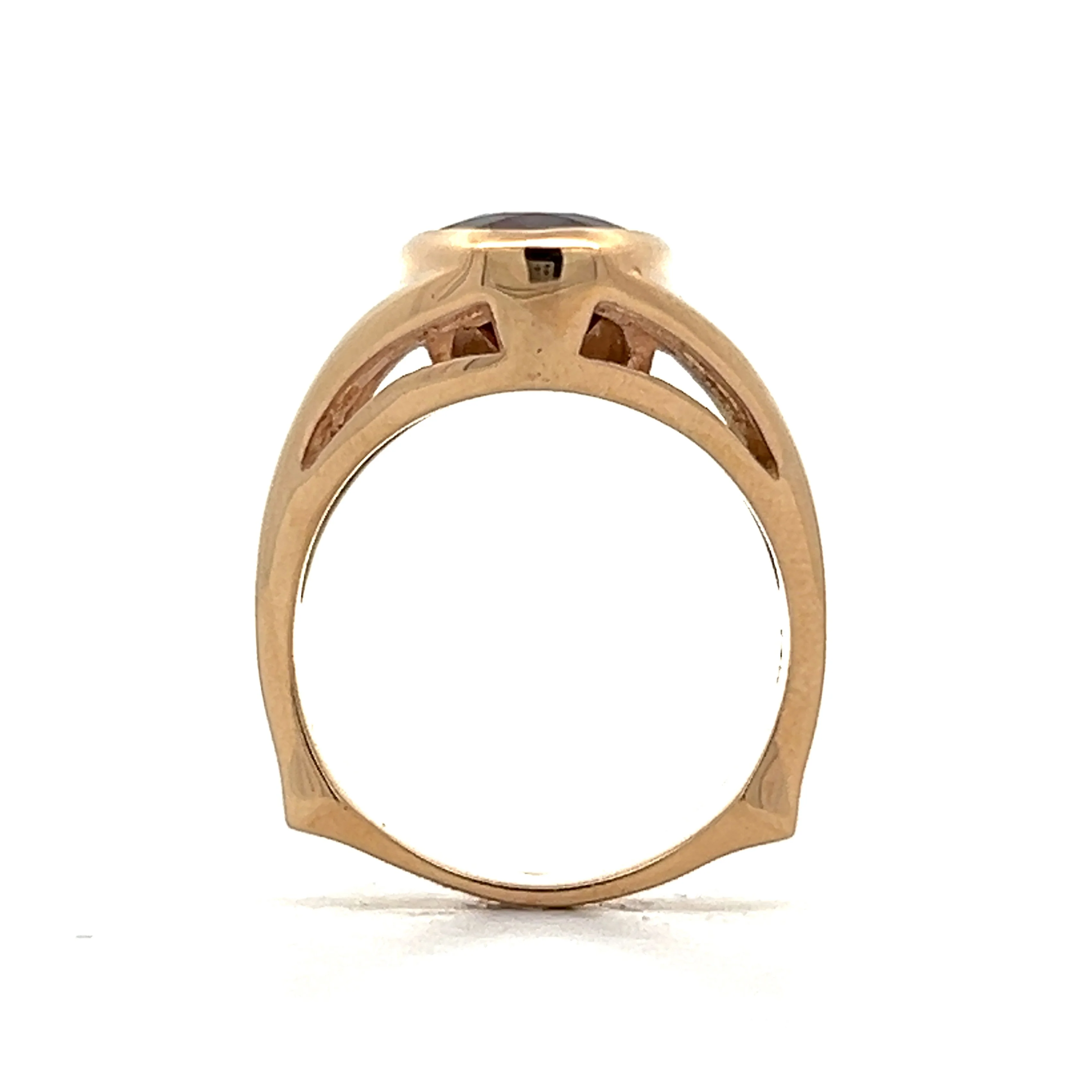 3.28 Oval Garnet Cocktail Ring in 14k Yellow Gold - Image 4