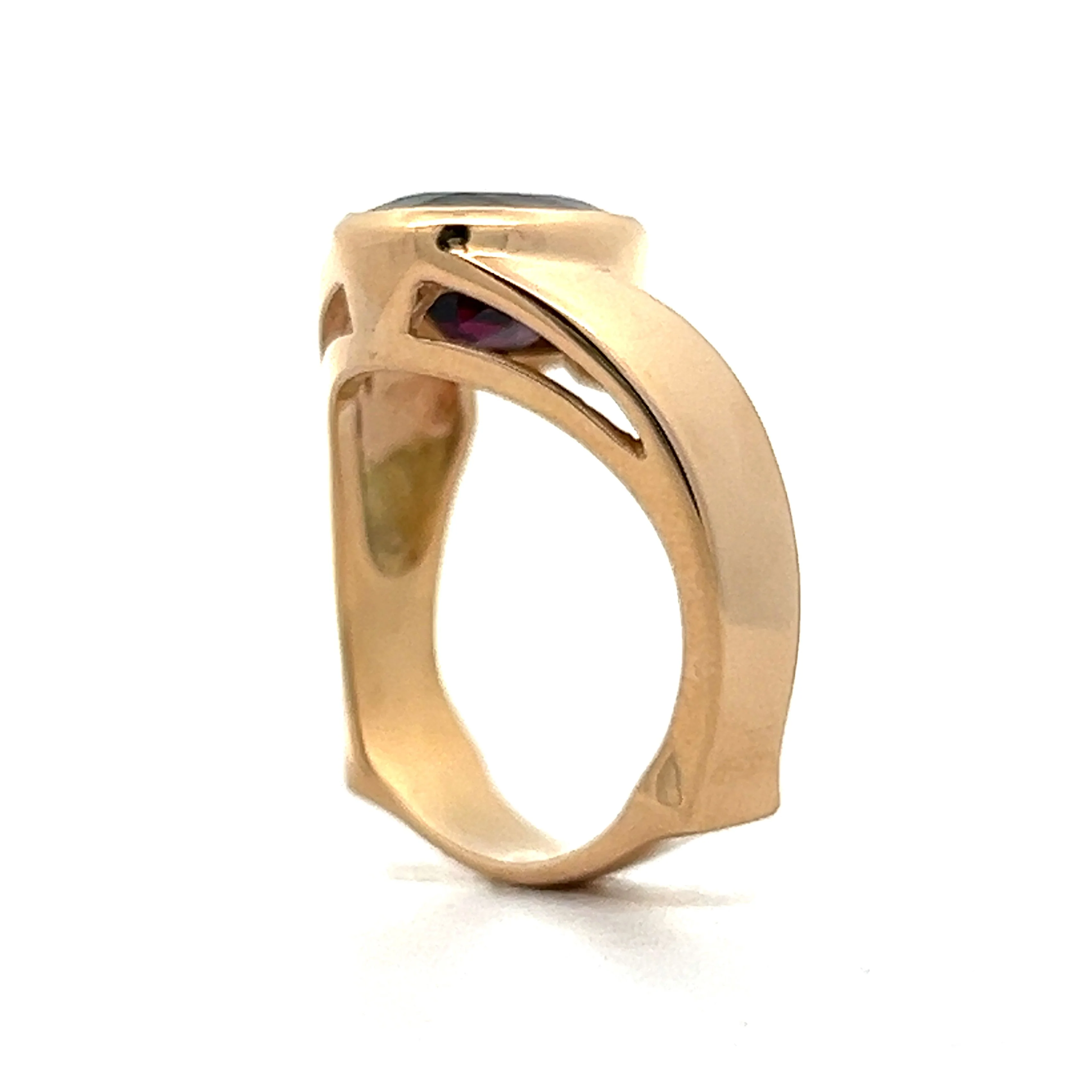 3.28 Oval Garnet Cocktail Ring in 14k Yellow Gold - Image 5