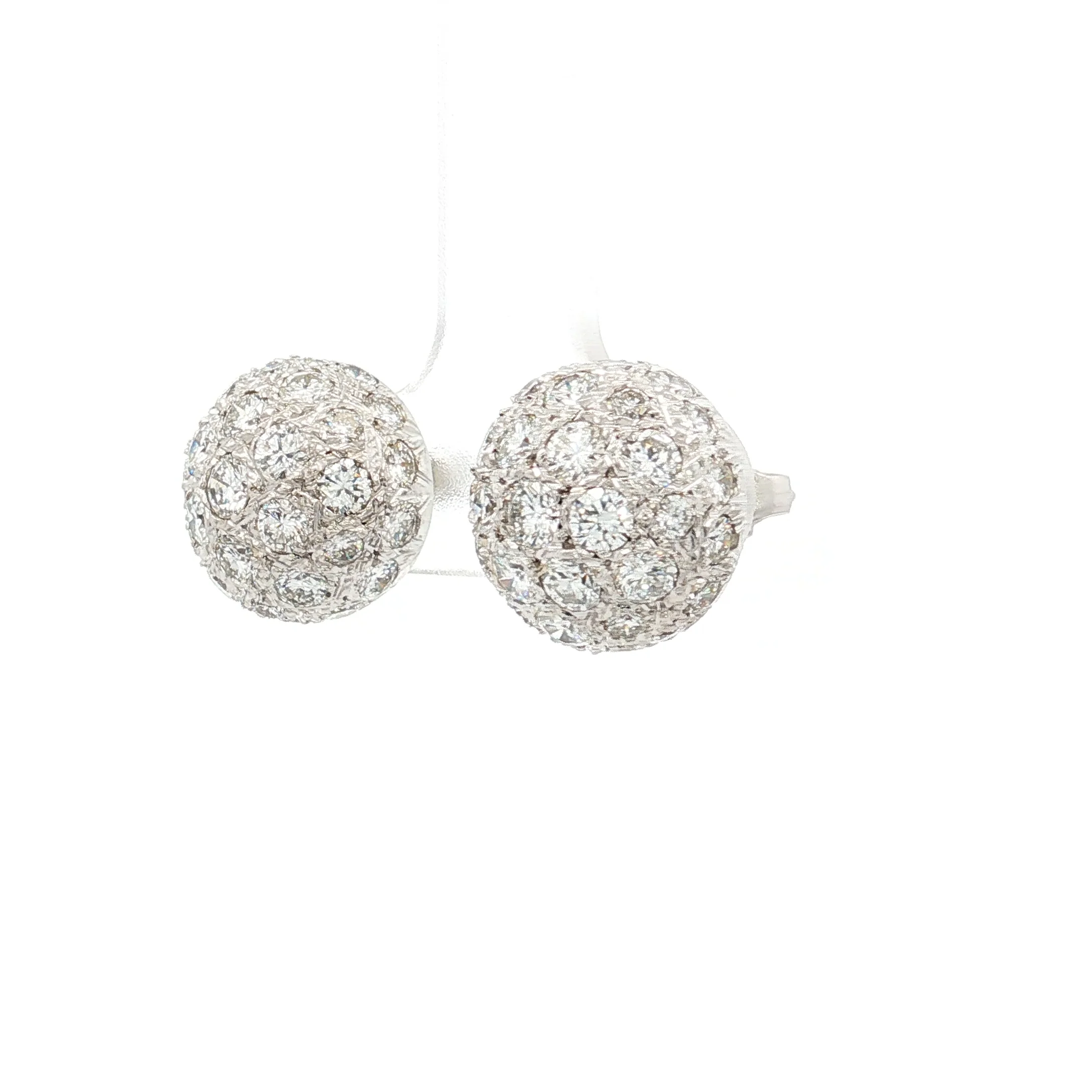 3.28 Pave Diamond Ball Stud Earrings in 14k - Image 2