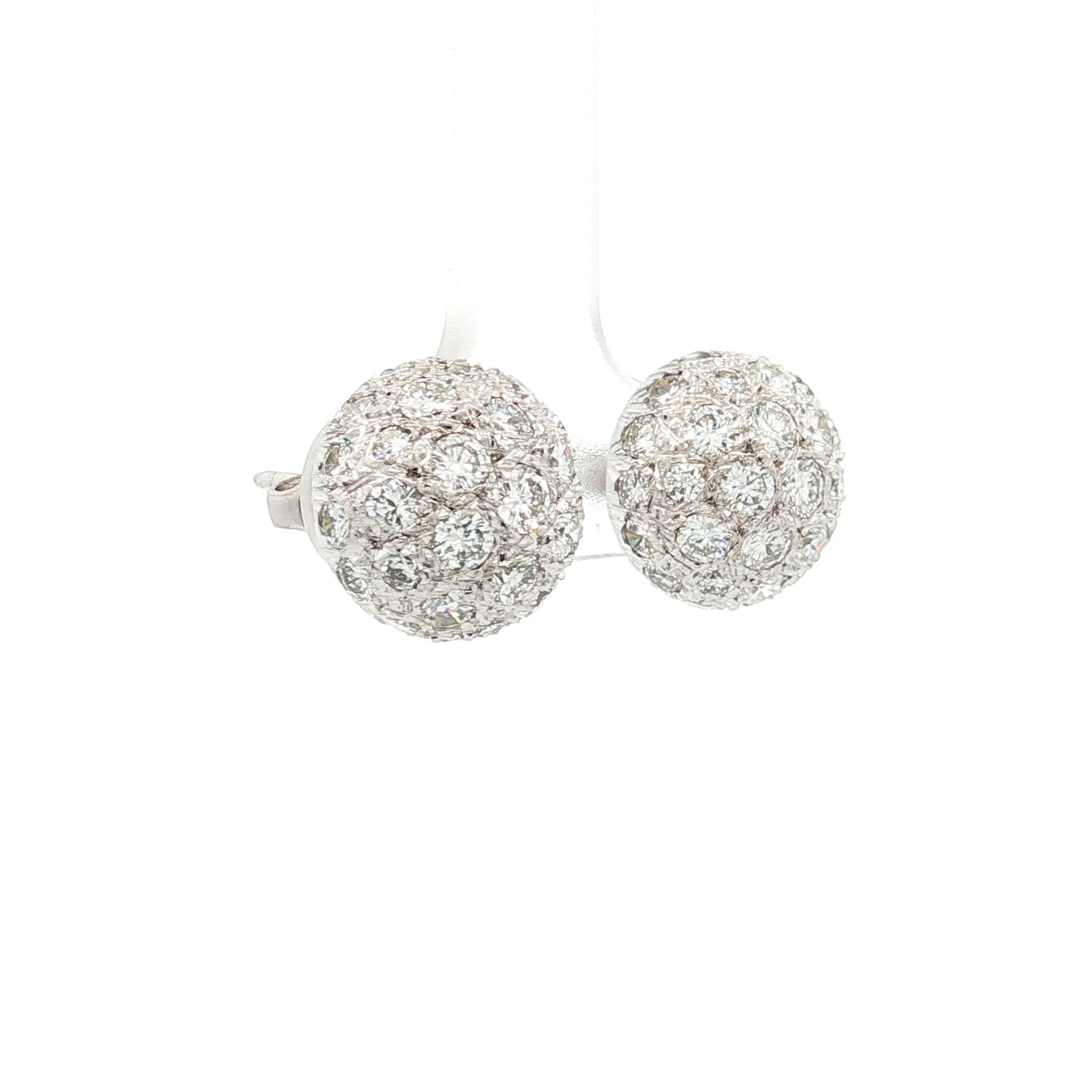 3.28 Pave Diamond Ball Stud Earrings in 14k - Image 3
