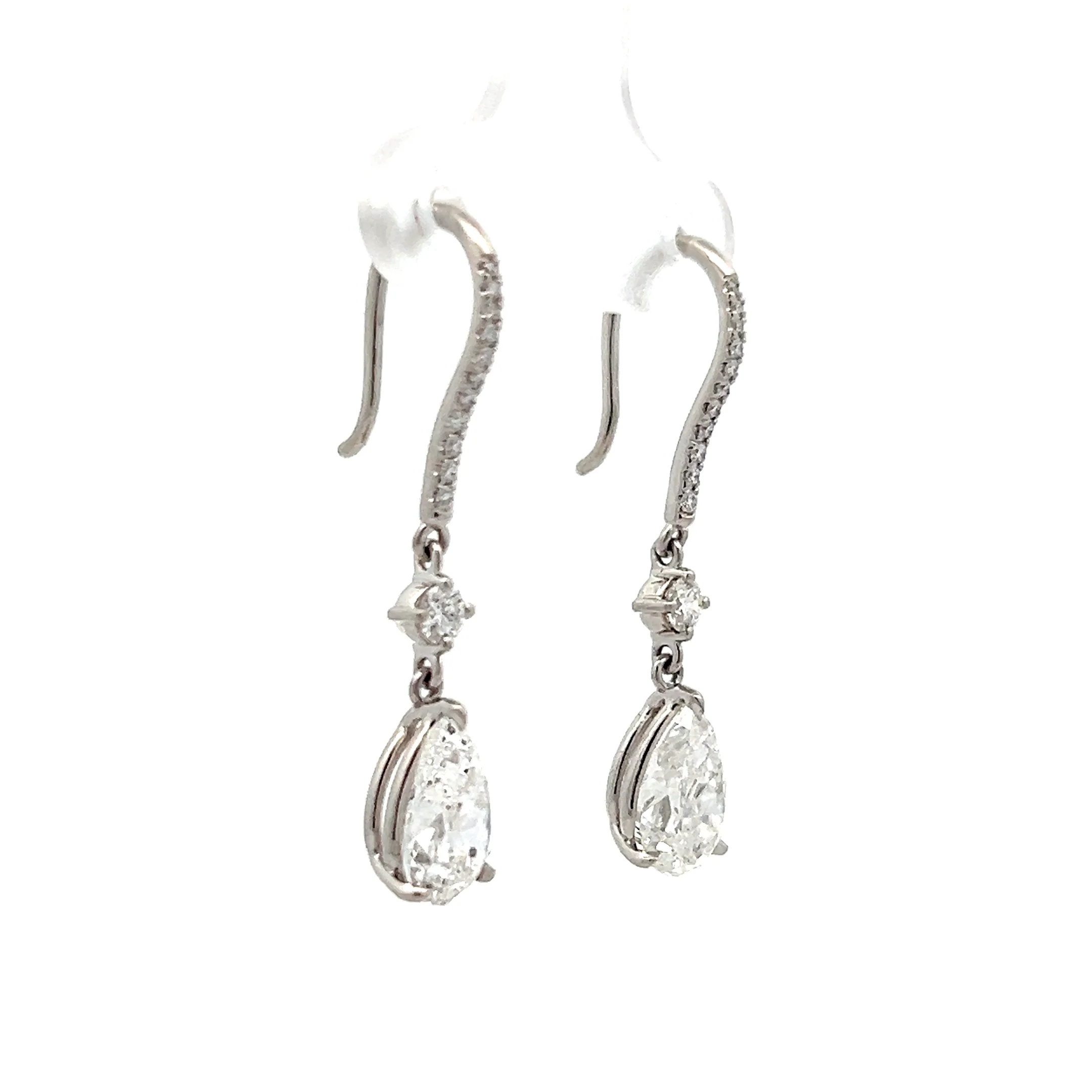 3.28 Pear Cut Diamond Drop Earrings in Platinum - Image 3