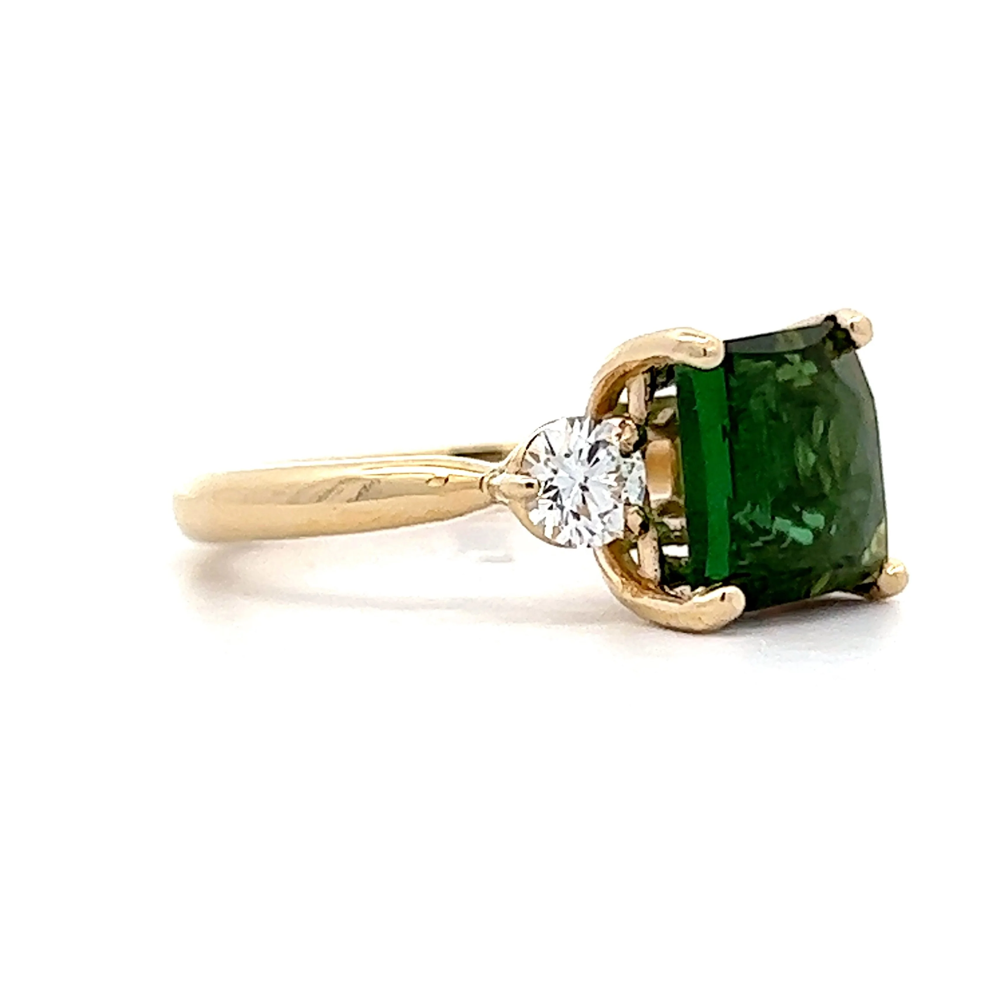 3.30 Green Tourmaline Engagement Ring in Yellow Gold - Image 3