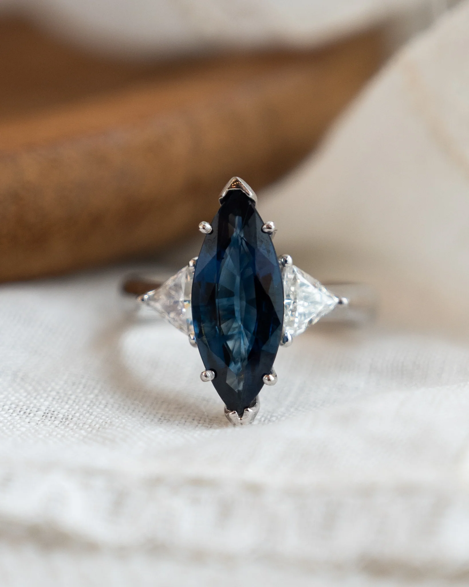 3.33 Marquise Sapphire Engagement Ring in 18k - Image 6
