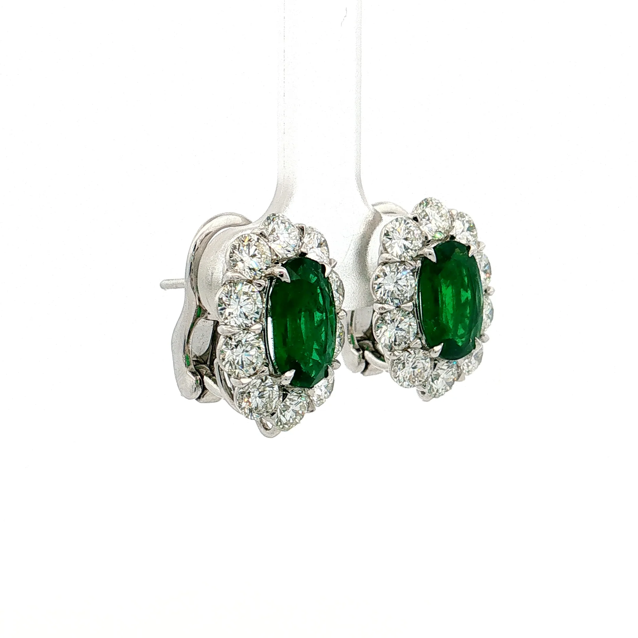 3.35 Emerald & Diamond Stud Earrings Platinum - Image 3