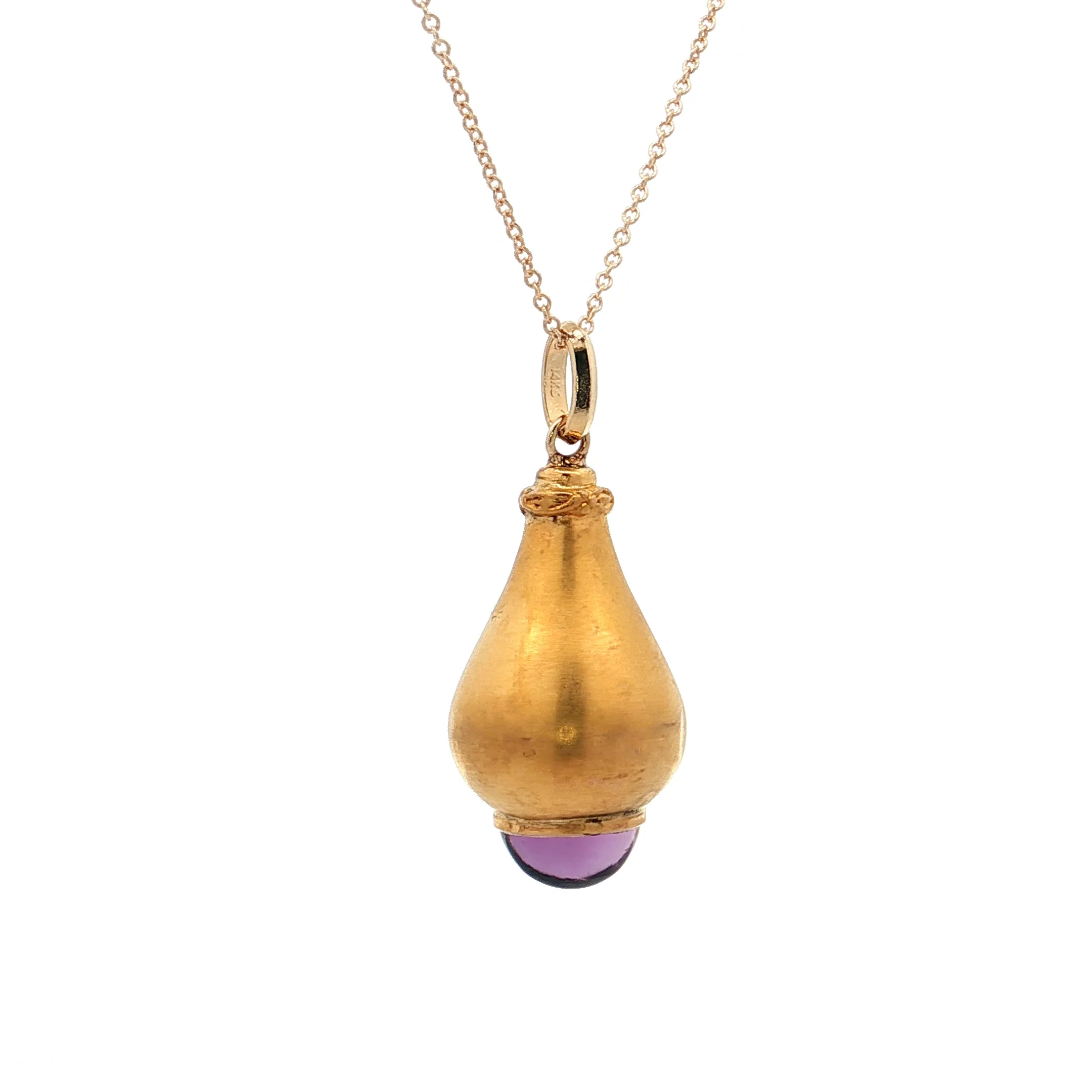 3.37 Antique Victorian Amethyst Pendant Necklace 14k - Image 2