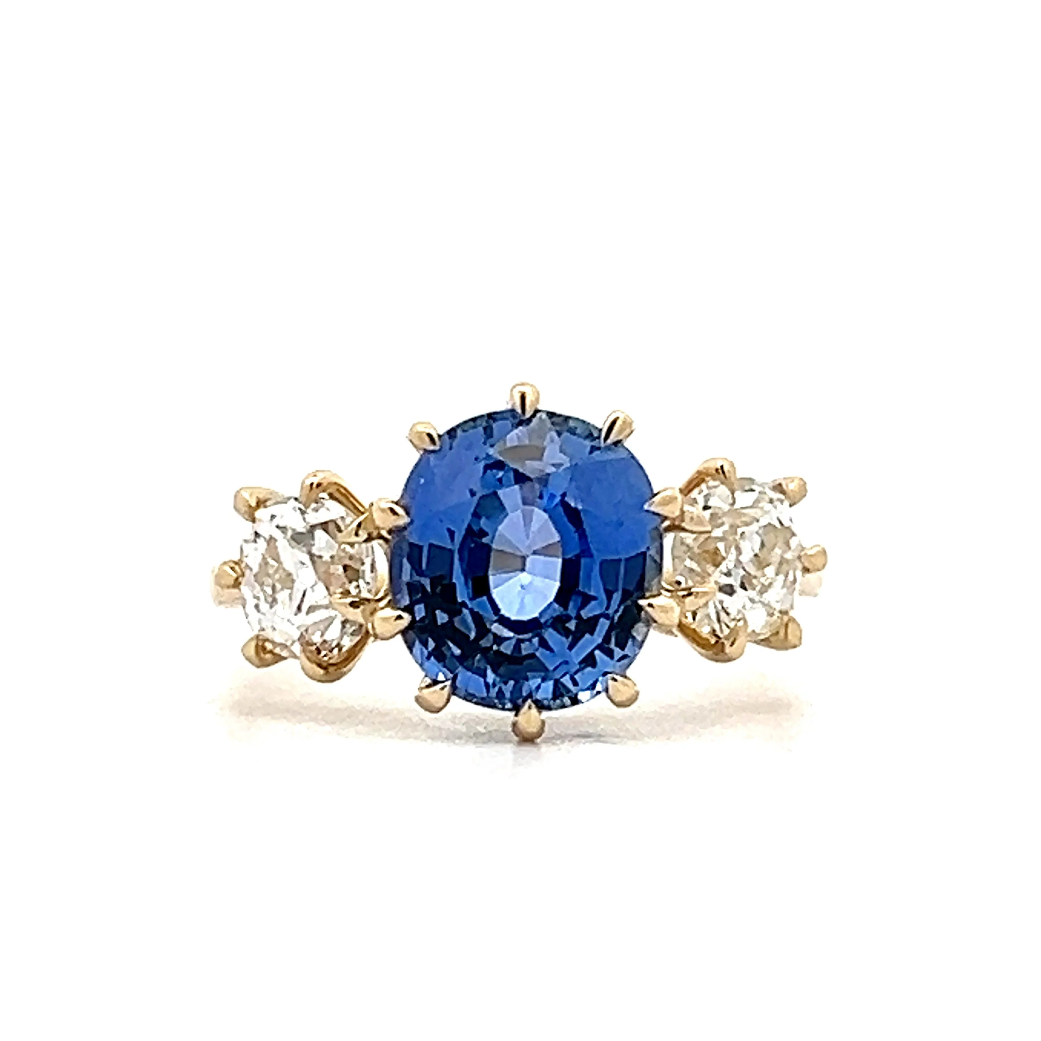 3.40 Cushion Ceylon Sapphire Engagement Ring in 14k