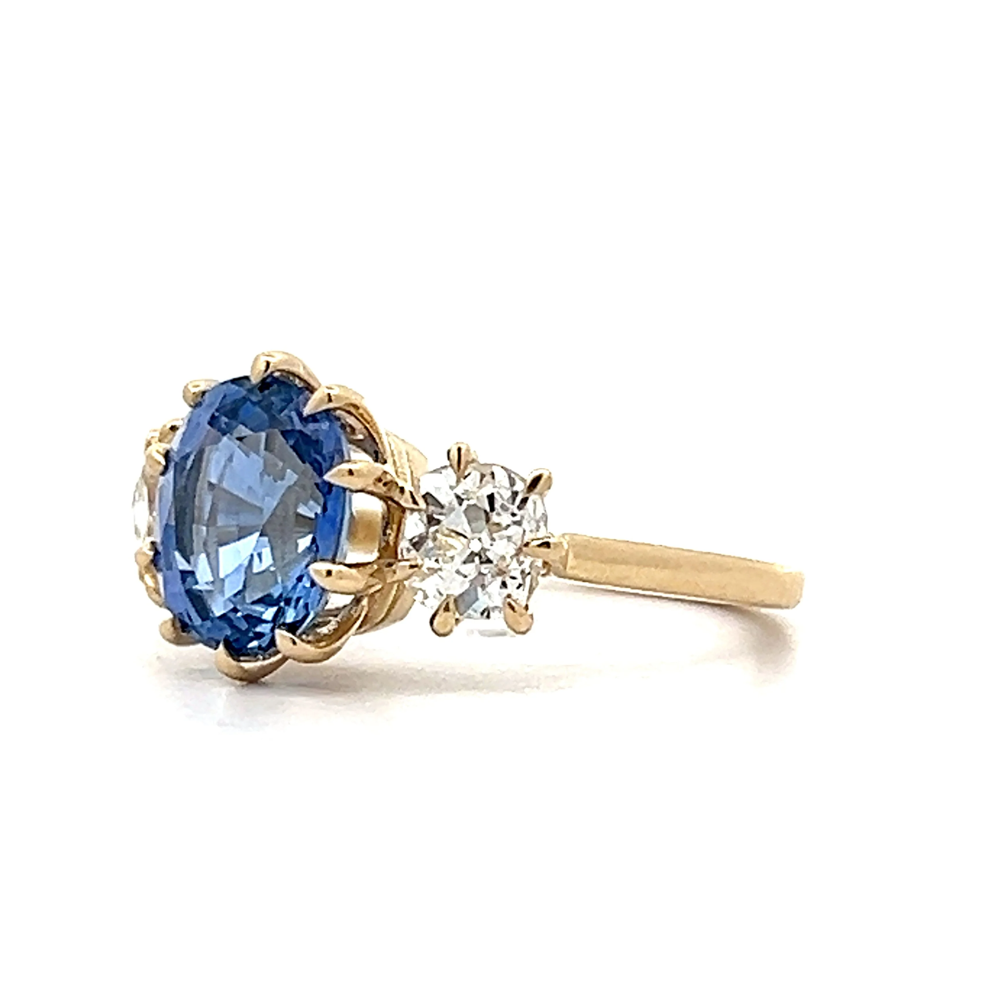 3.40 Cushion Ceylon Sapphire Engagement Ring in 14k - Image 2