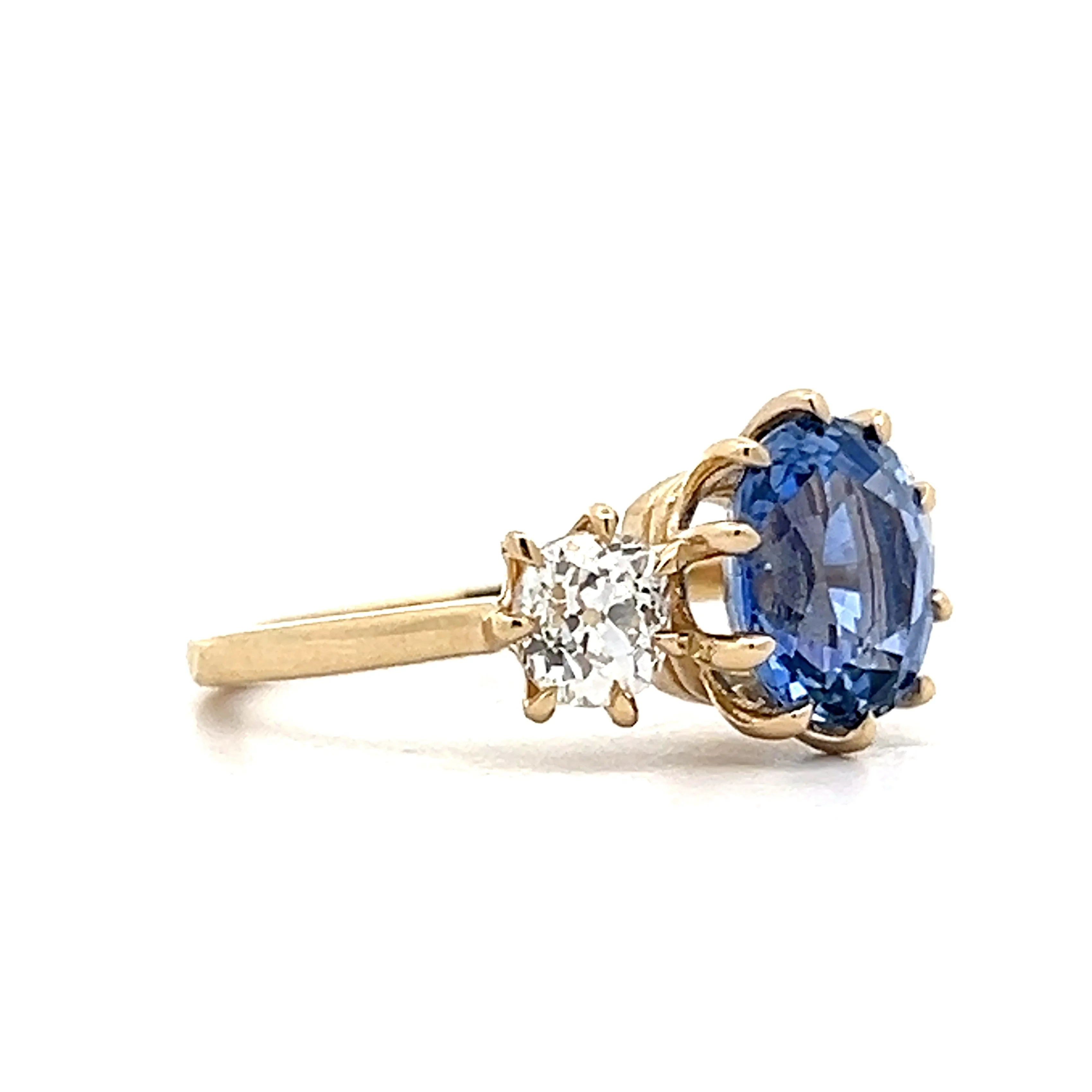 3.40 Cushion Ceylon Sapphire Engagement Ring in 14k - Image 3